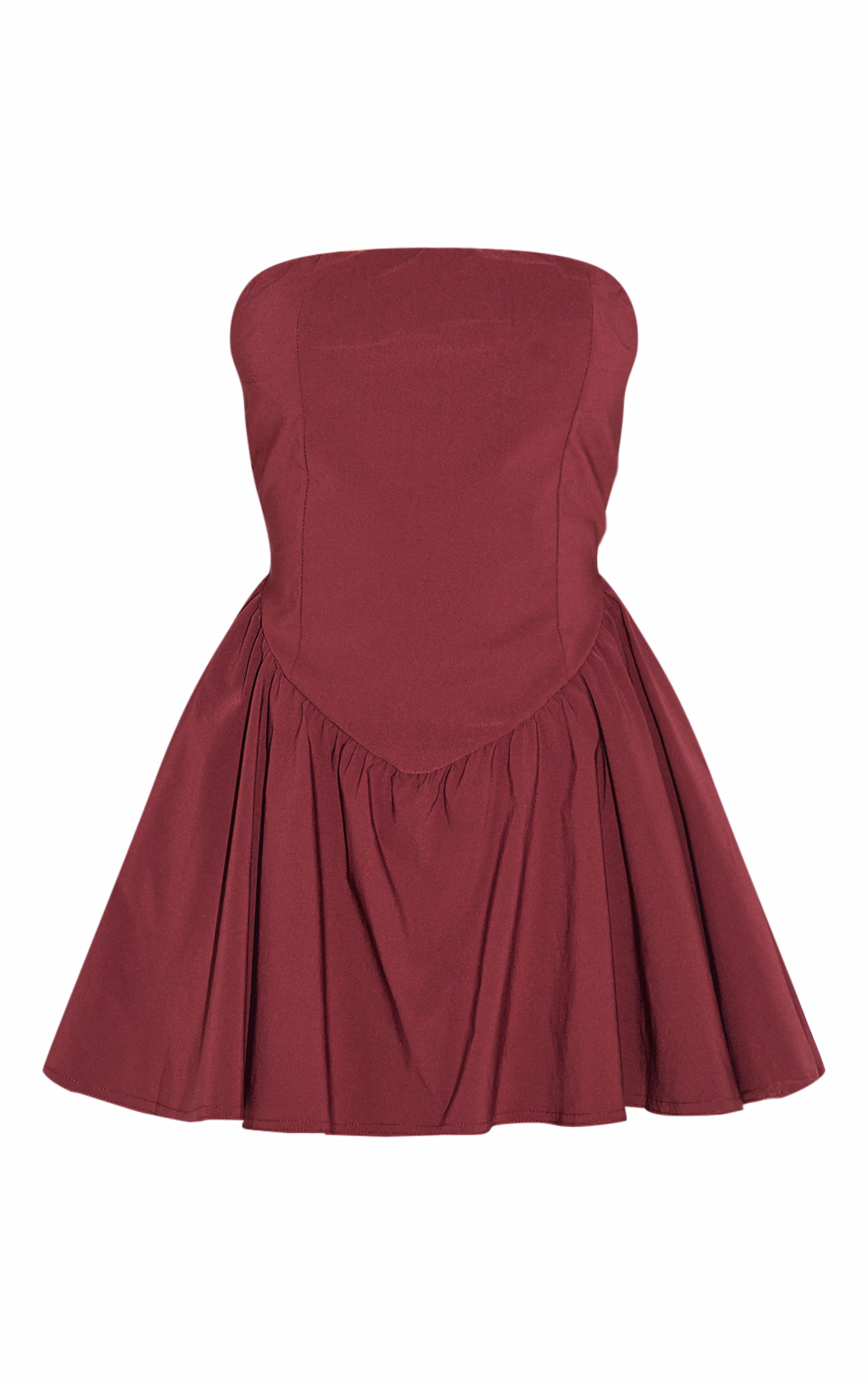 Shape Red Stretch Woven Dipped Waist Mini Skater Dress