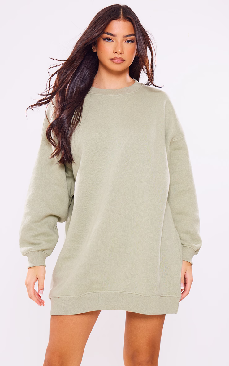 Sage Green Buffalo N.Y Printed Graphic Sweatshirt Dress