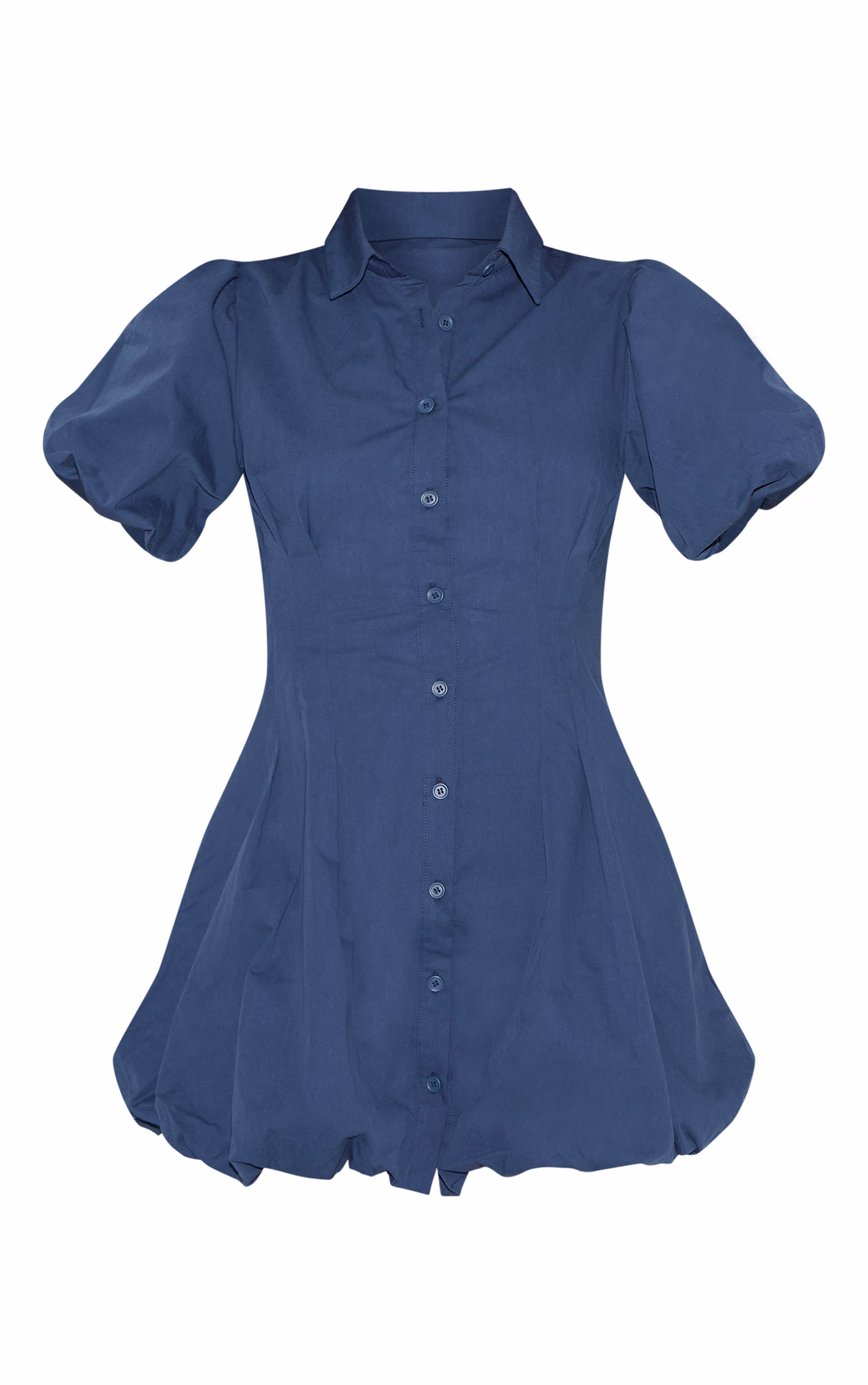 Navy Button Down Cinched Waist Shift Dress