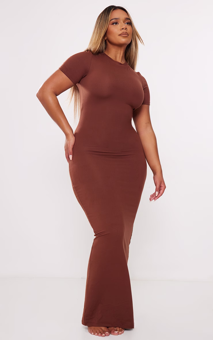 Shape Dark Brown Sculpted Maxi Dress