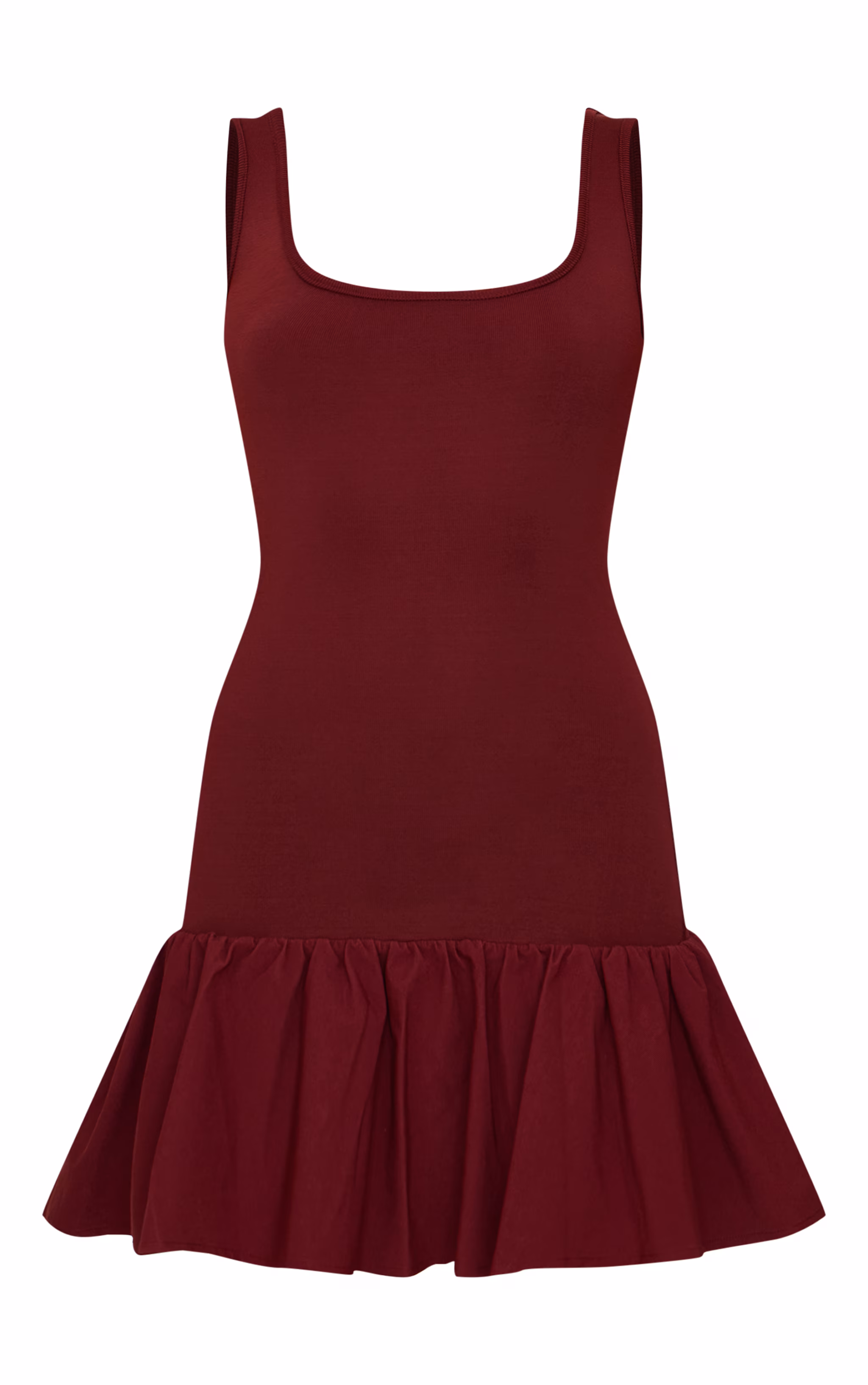 Burgundy Bandage Dropped Waist Mini Dress
