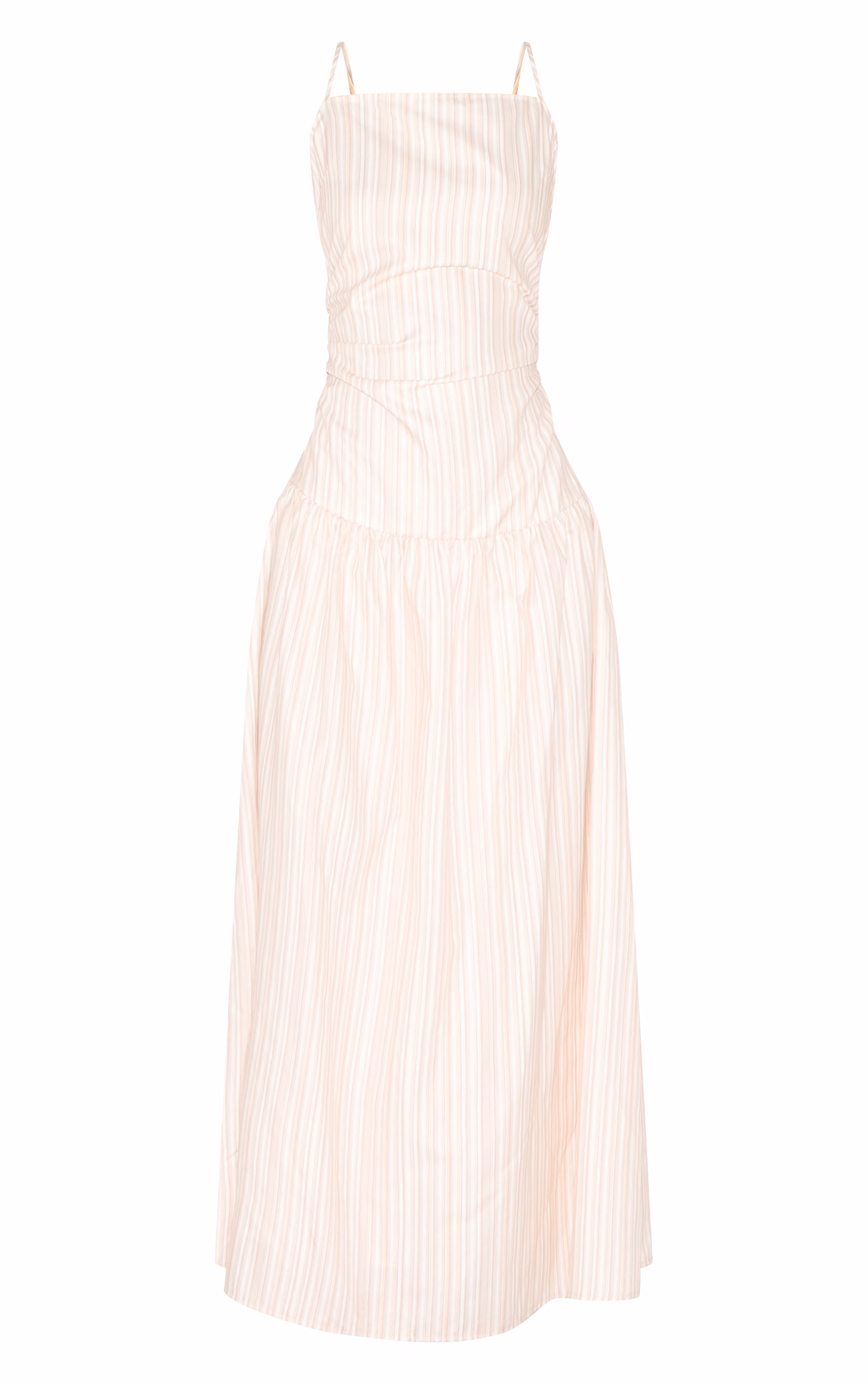 Stone Stripe Ruched Strappy Midaxi Dress