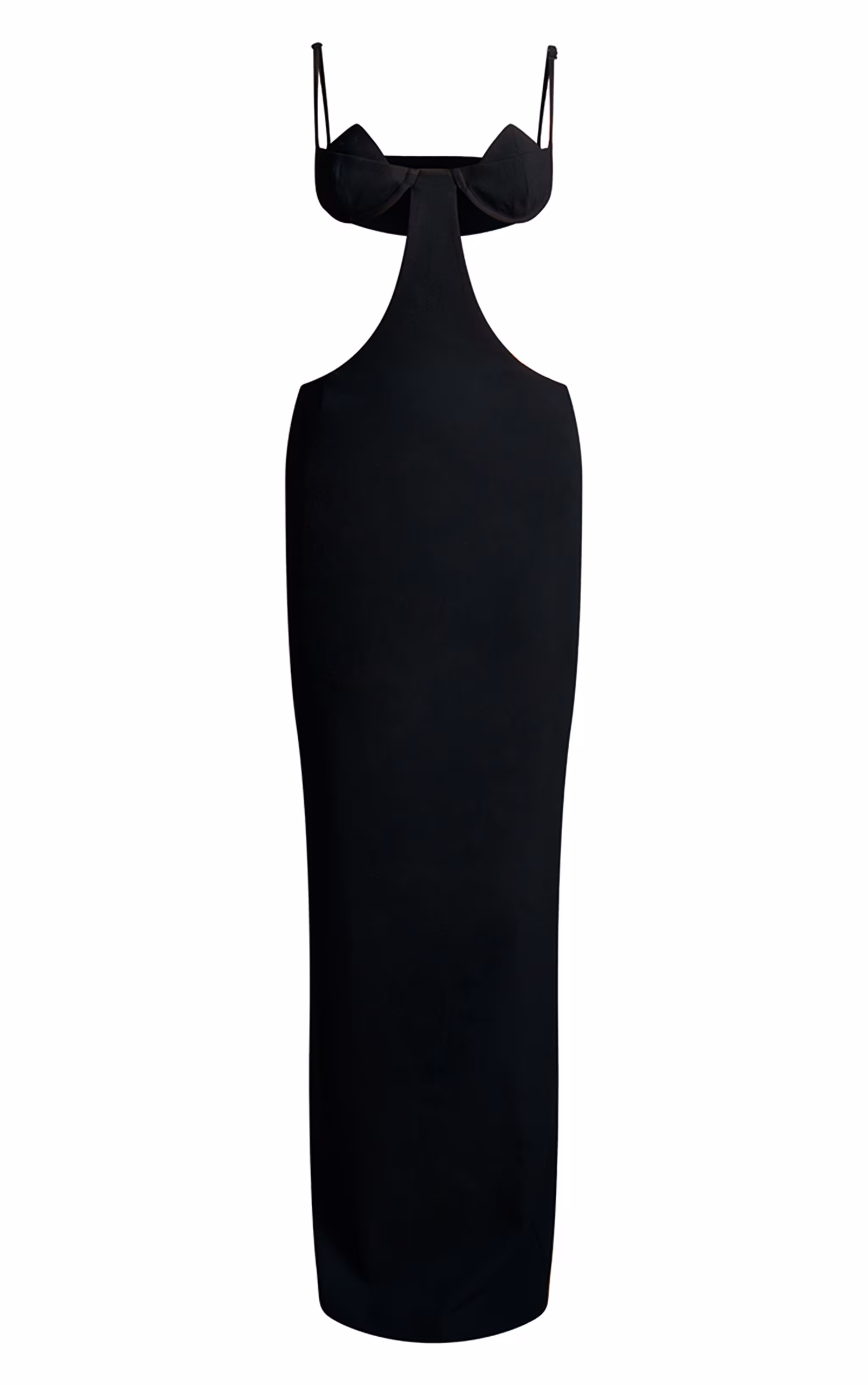 PLT Label Black Extreme Cut Out Bust Detail Tailored Maxi Dress