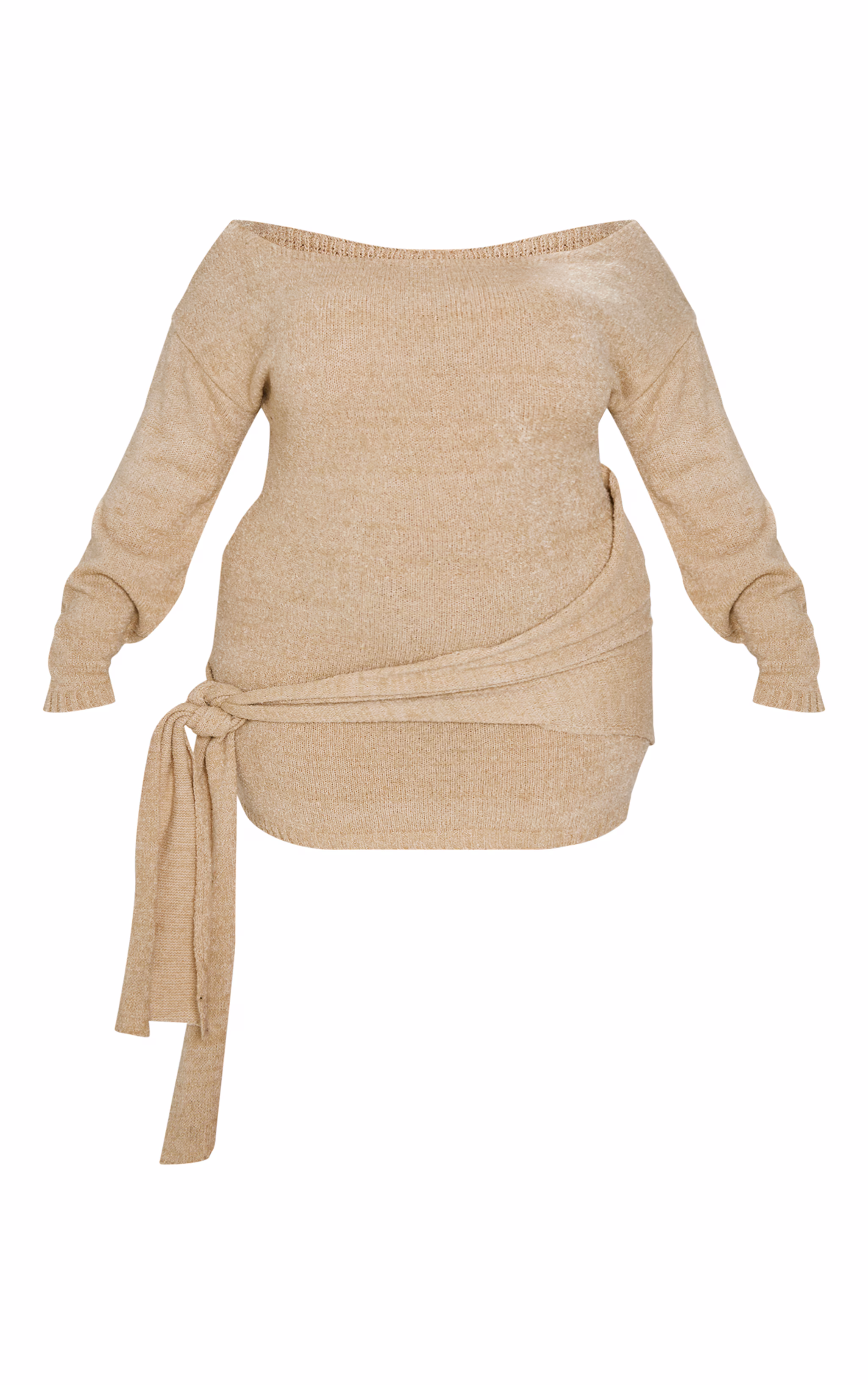 Plus Deep Nude Bardot Knot Mini Dress