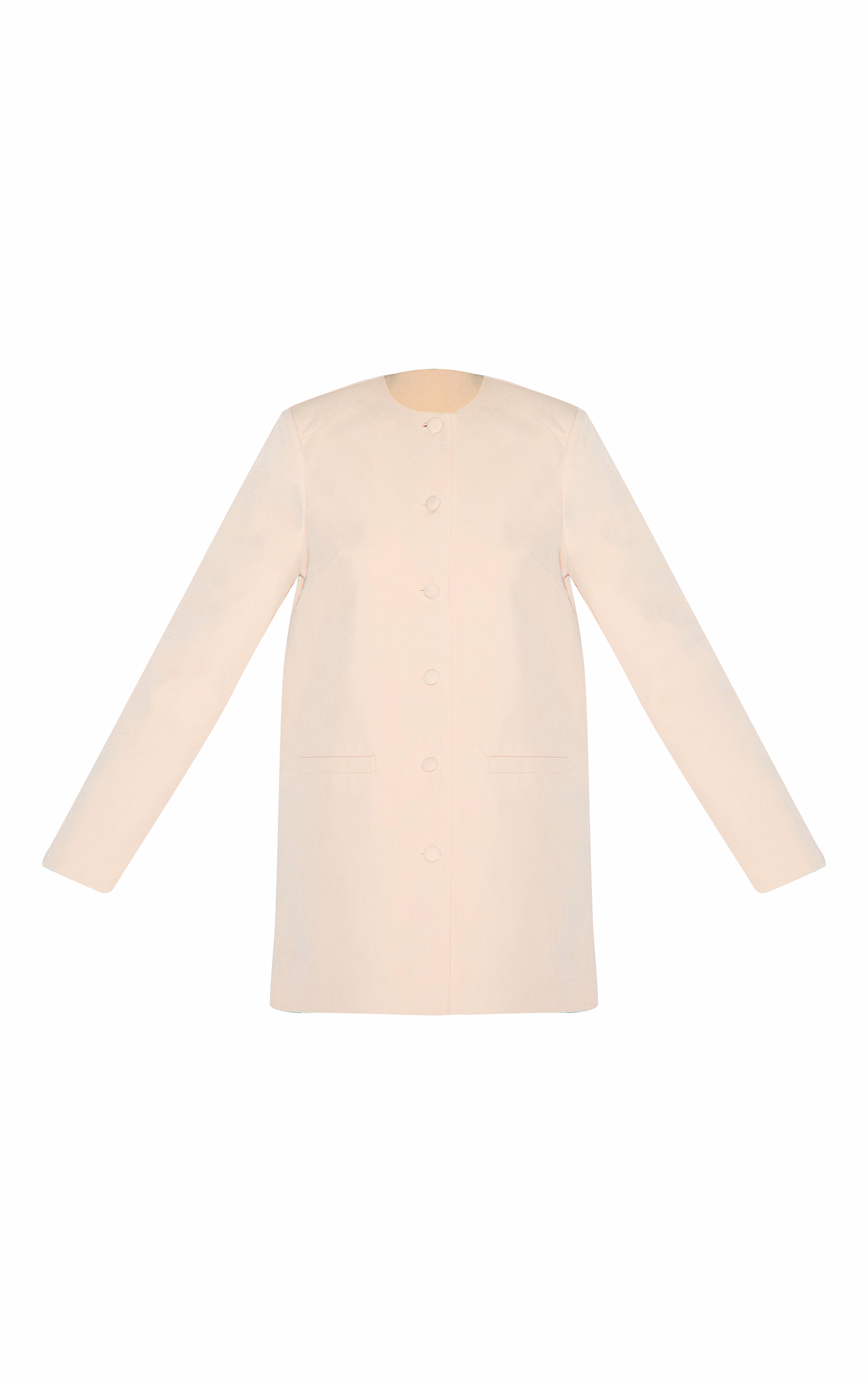 Almond Woven Oversized Crew Neck Blazer Dress