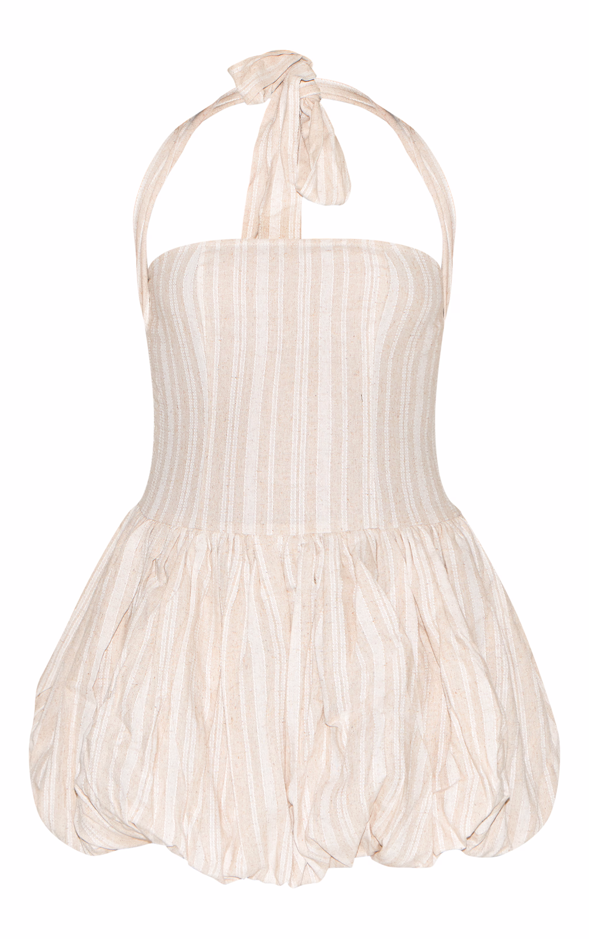 Stone Striped Halterneck Puffball Dress