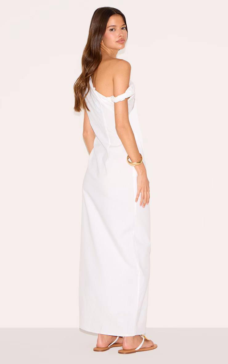 White Knot Shoulder Maxi Dress
