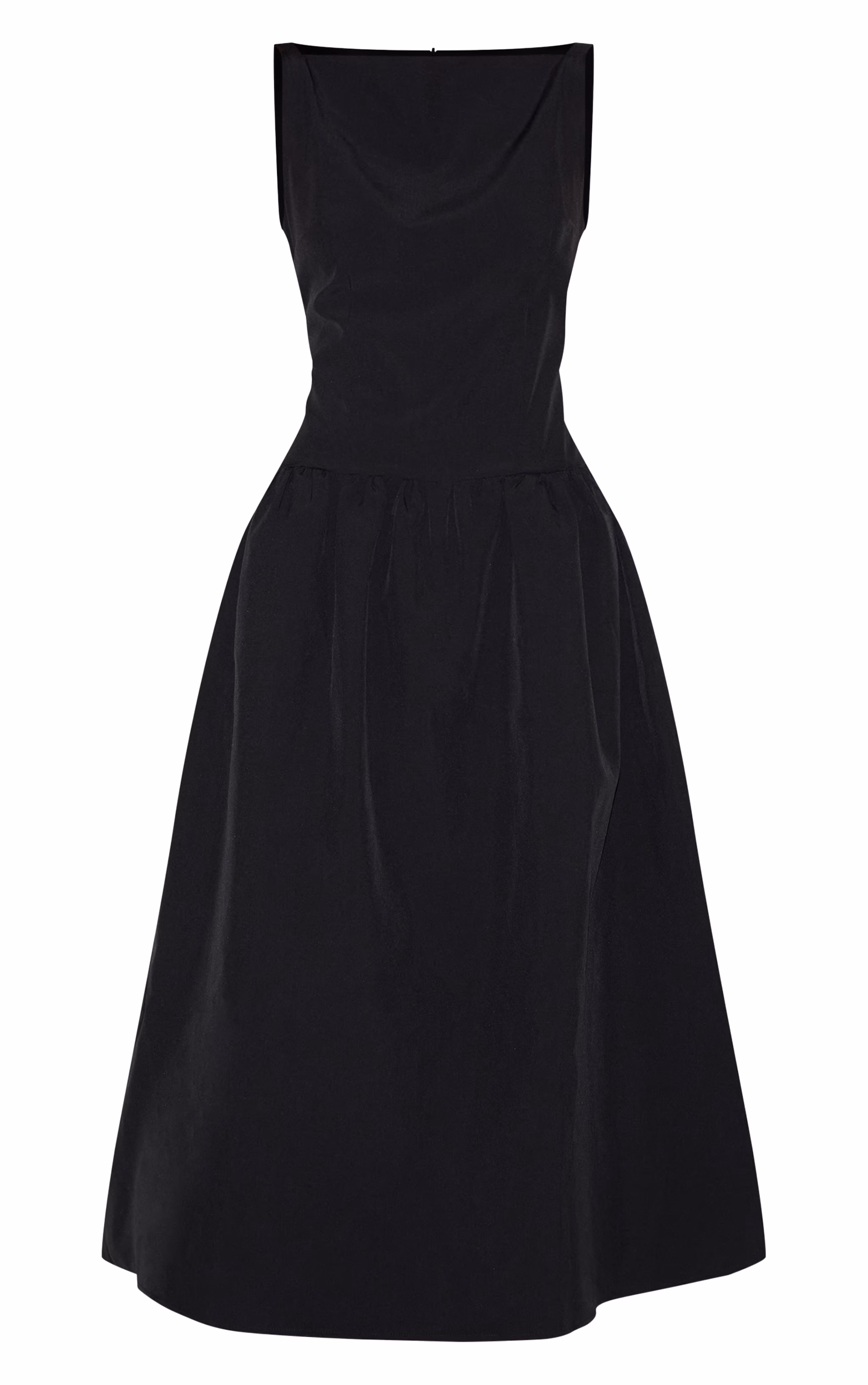 Black Dropped Waist Midaxi Dress