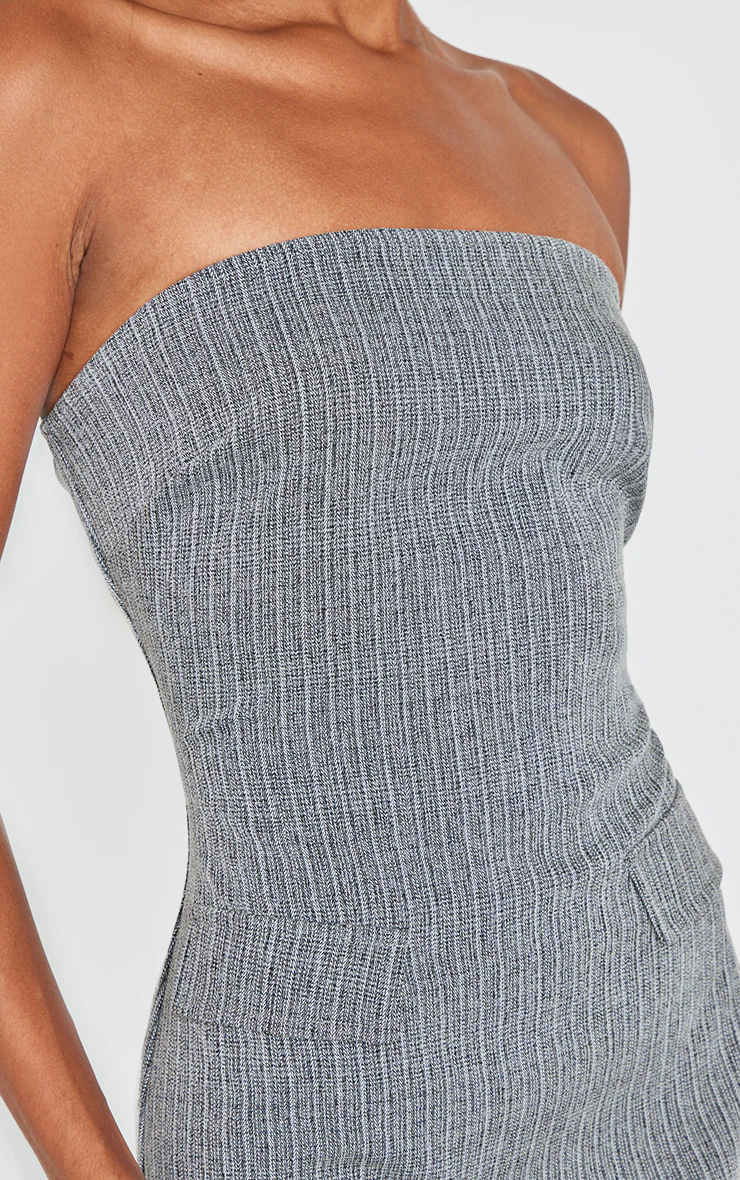 Grey Twill Bandeau Shift Dress