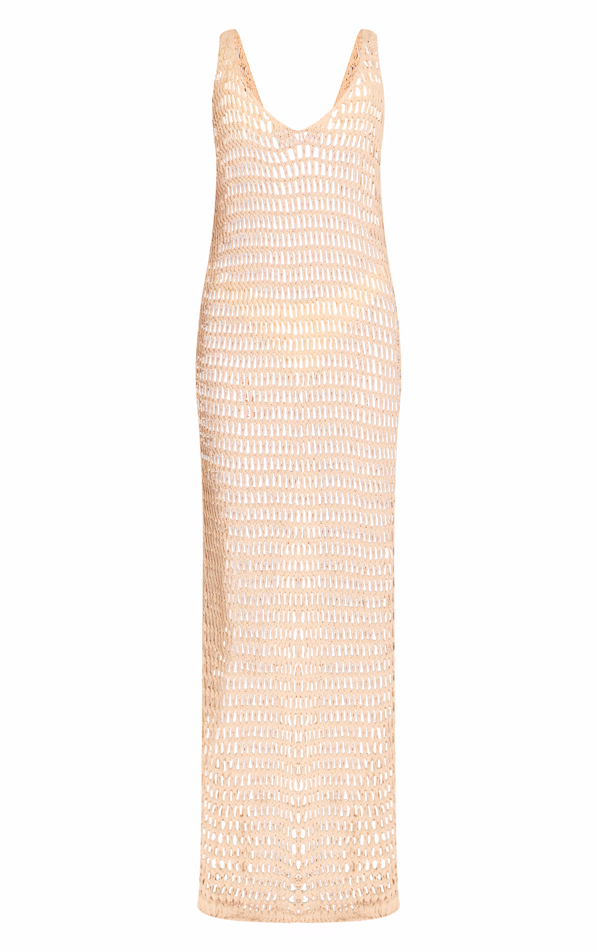 Cream Crochet Sleeveless Maxi Beach Dress