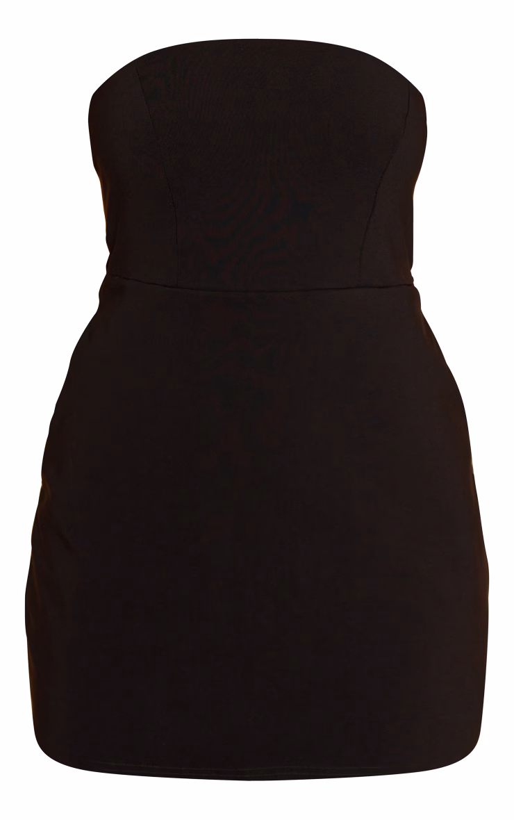 Black Stretch Woven Bandeau Shift Dress