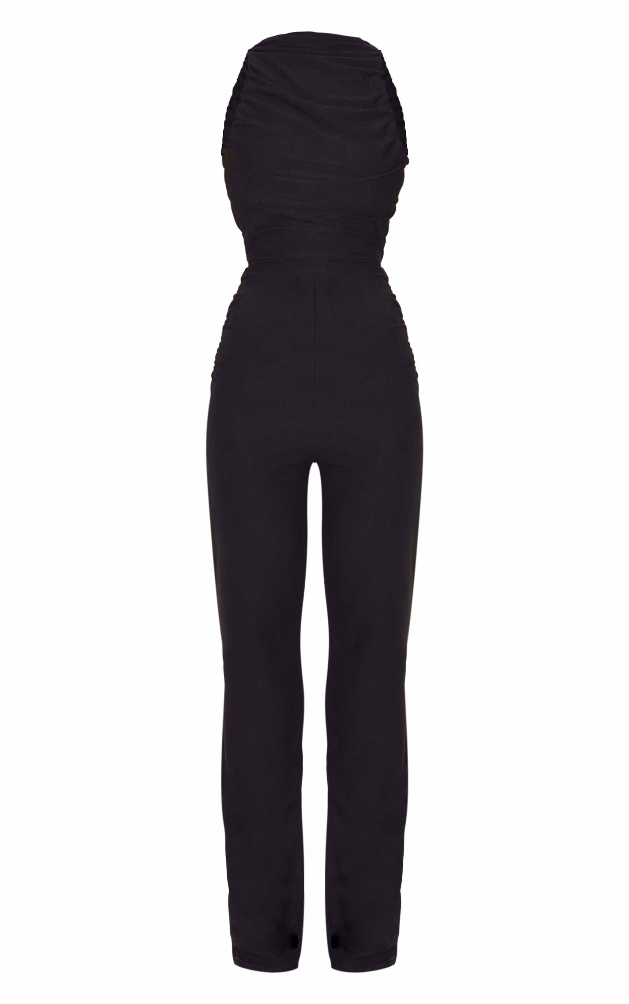Black Soft Touch Ruched Straight Leg Jumpsuit