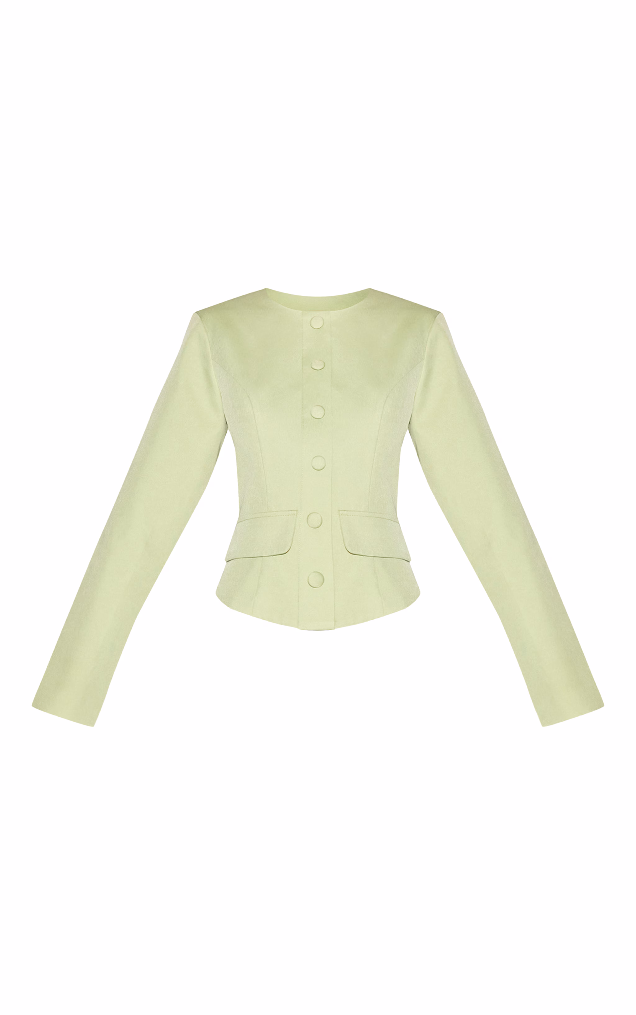 Pale Lime Woven Tailored Button Up Mini Dress