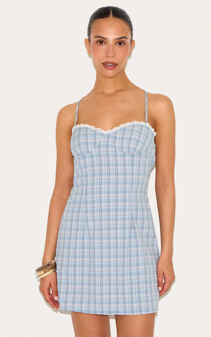 Petite Blue Check Shift Dress