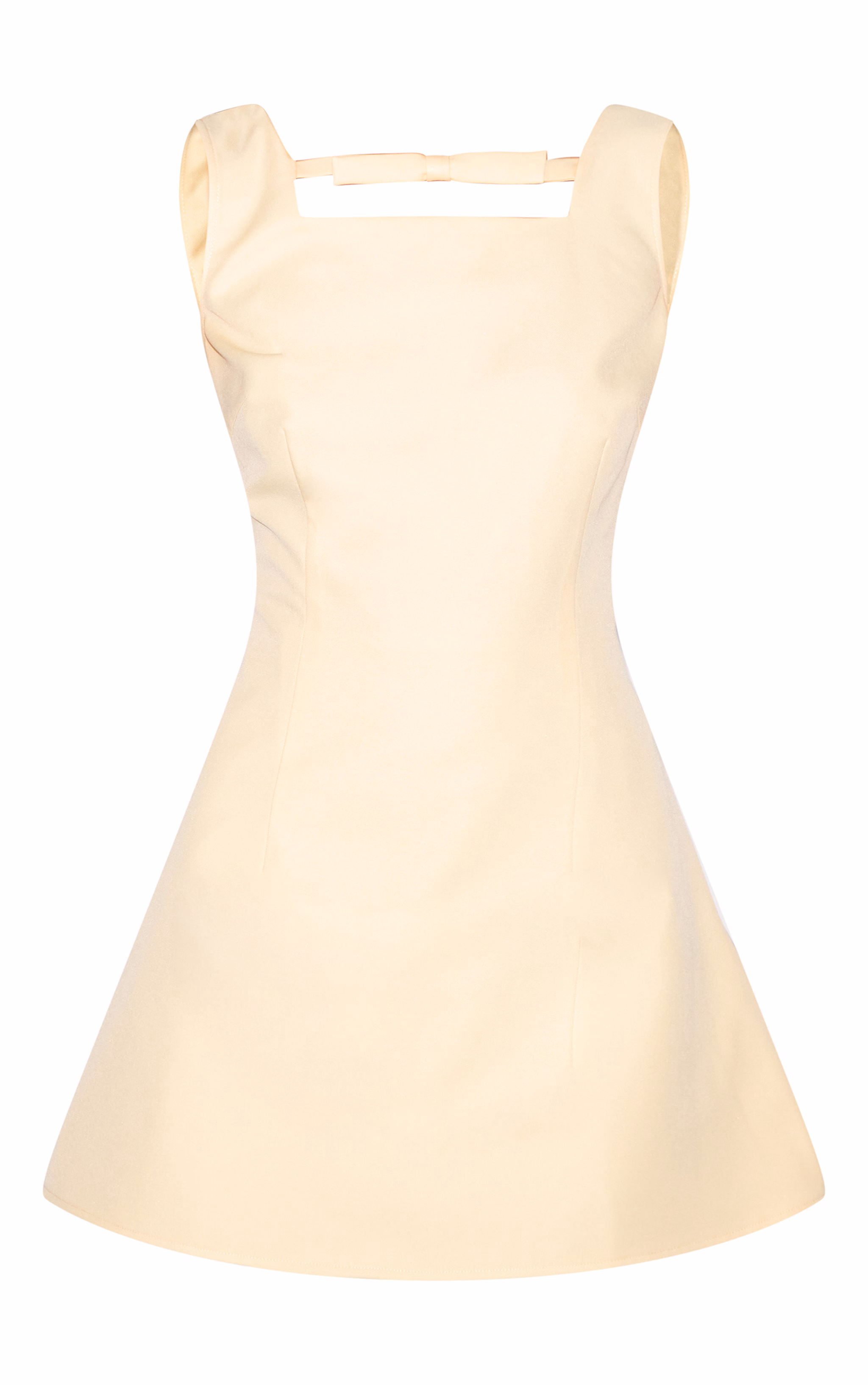 Butter Yellow Twill Bow Detail A-Line Dress