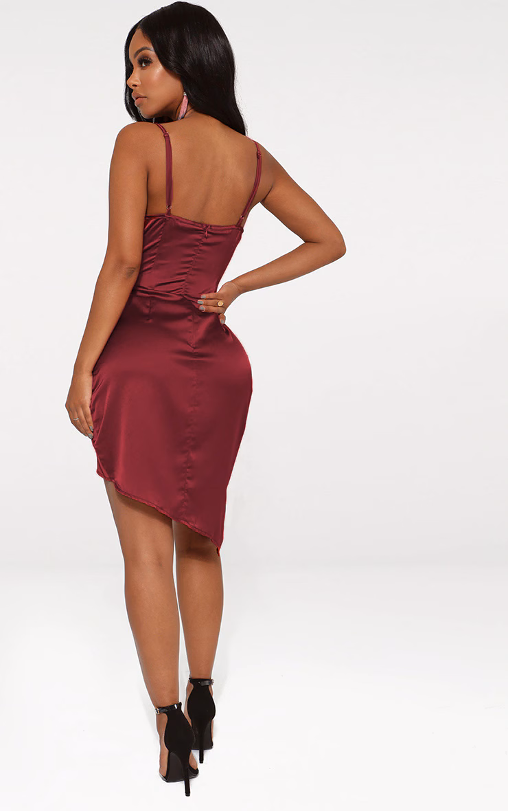 Shape Burgundy Satin Wrap Dress