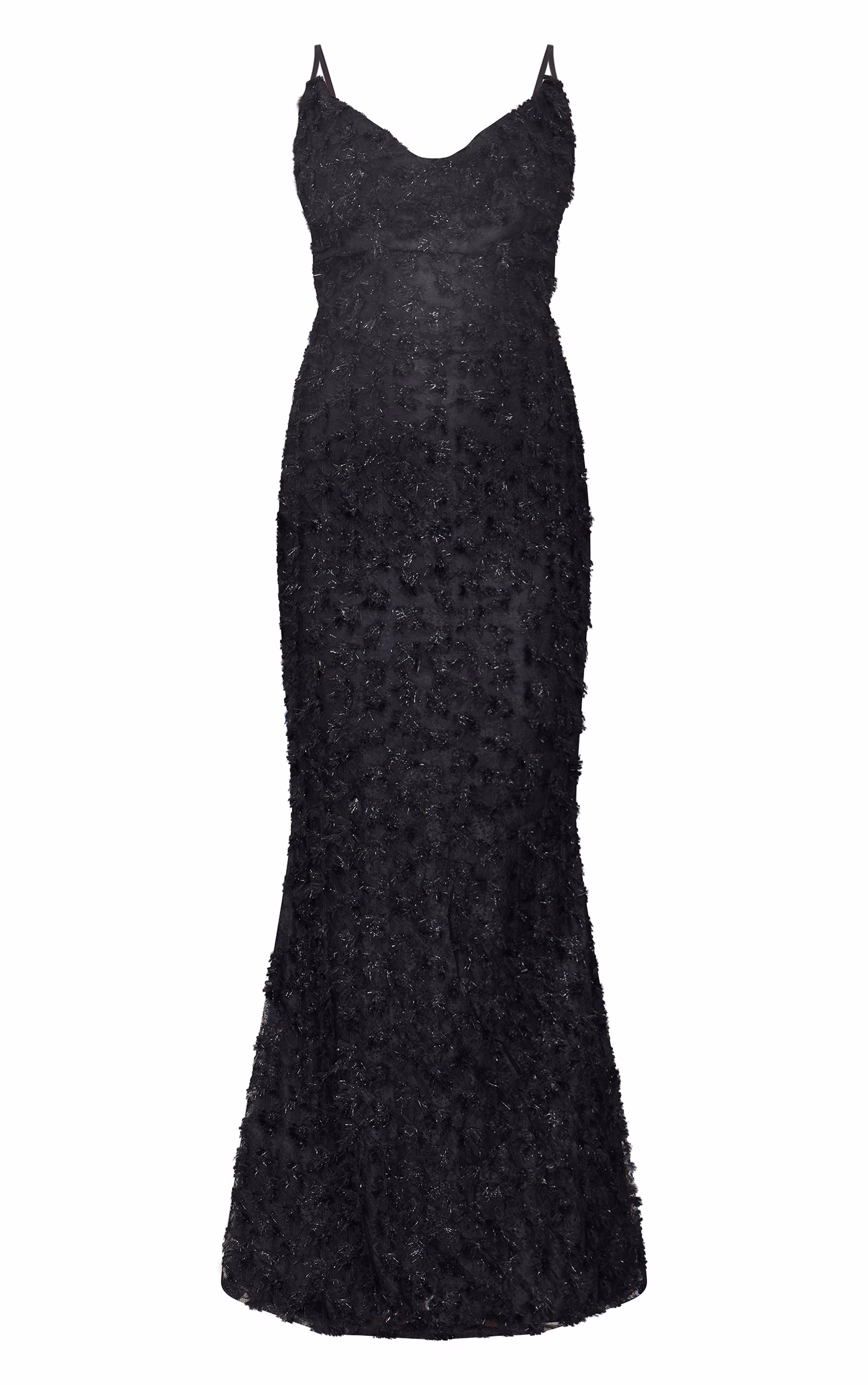 Black Textured Cowl Neck Maxi Dress