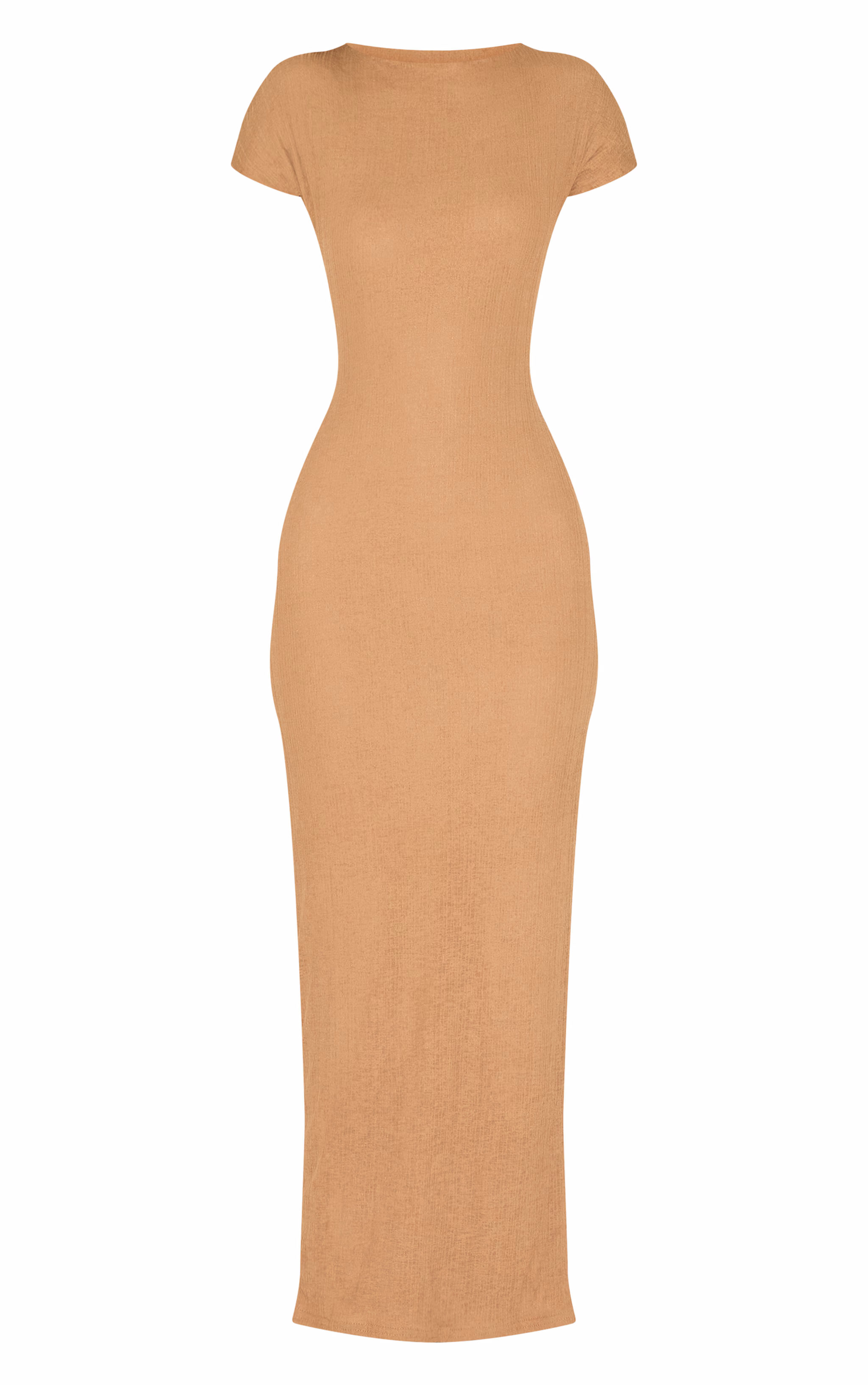 Taupe Textured Cap Sleeve Maxi Dress