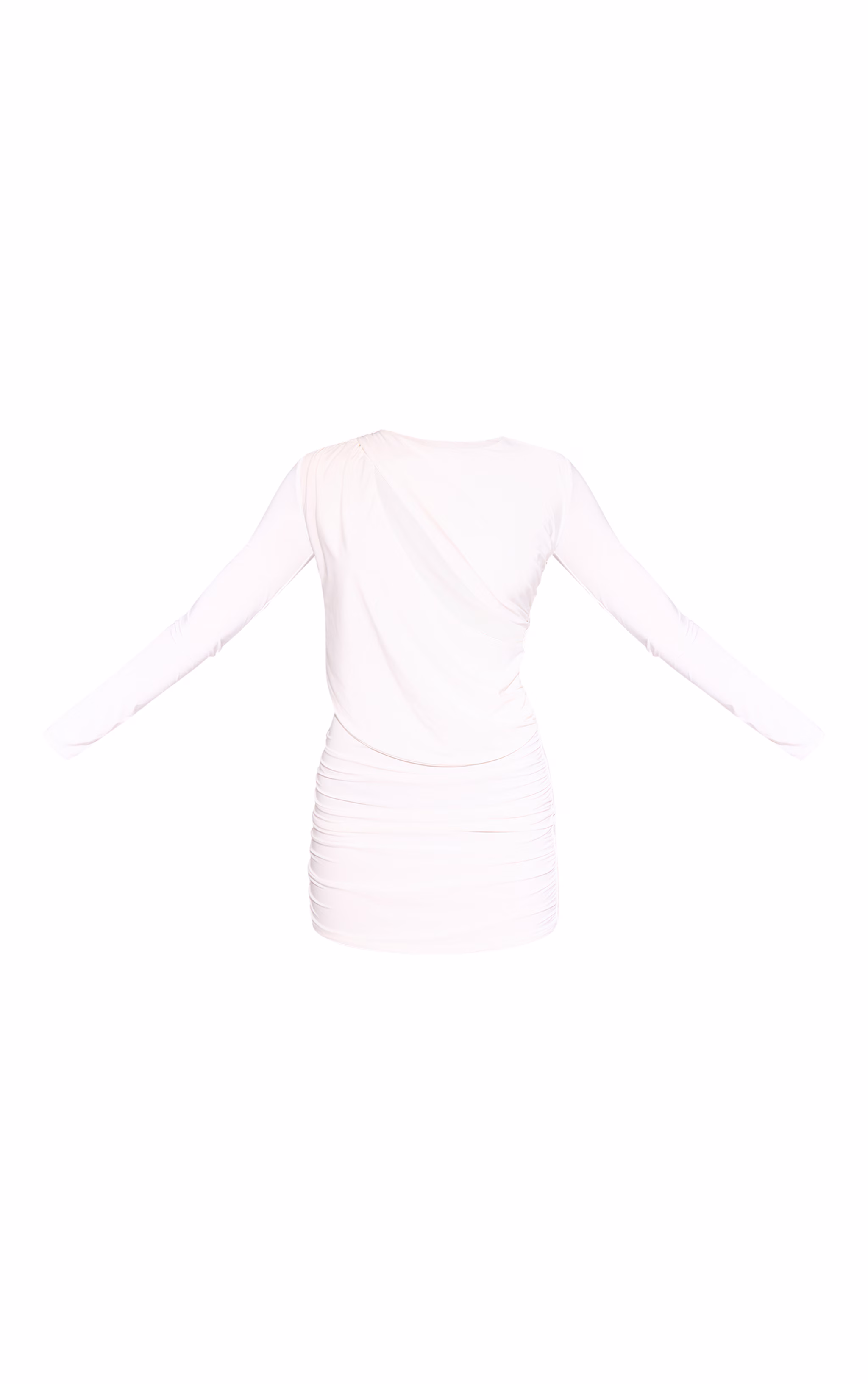 Premium White Double Layer Extreme Plunge Drape Bodycon Dress
