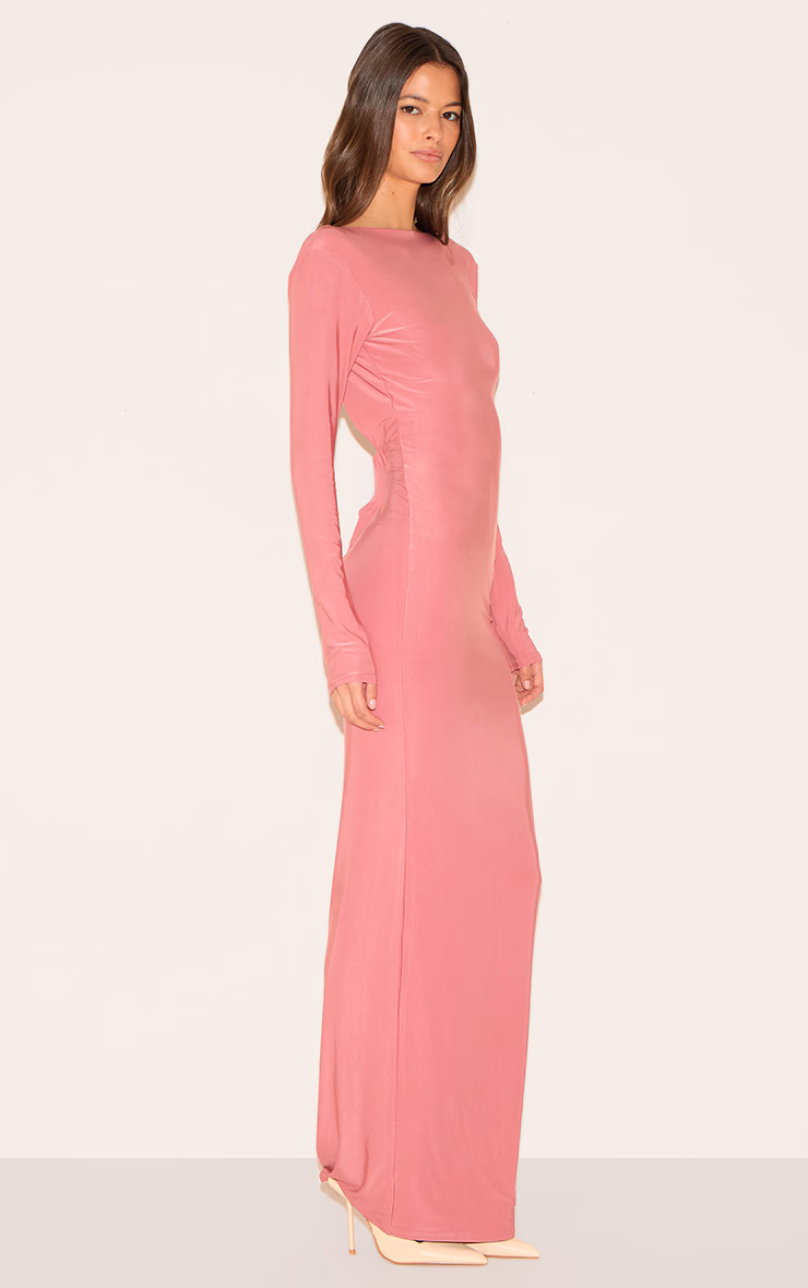Blush Rose Double Layer Deep Back Maxi Dress