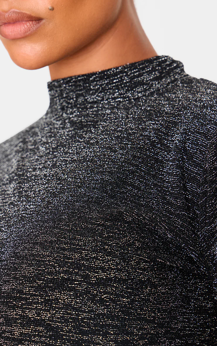 Maternity Black Glitter Long Sleeve Maxi Dress