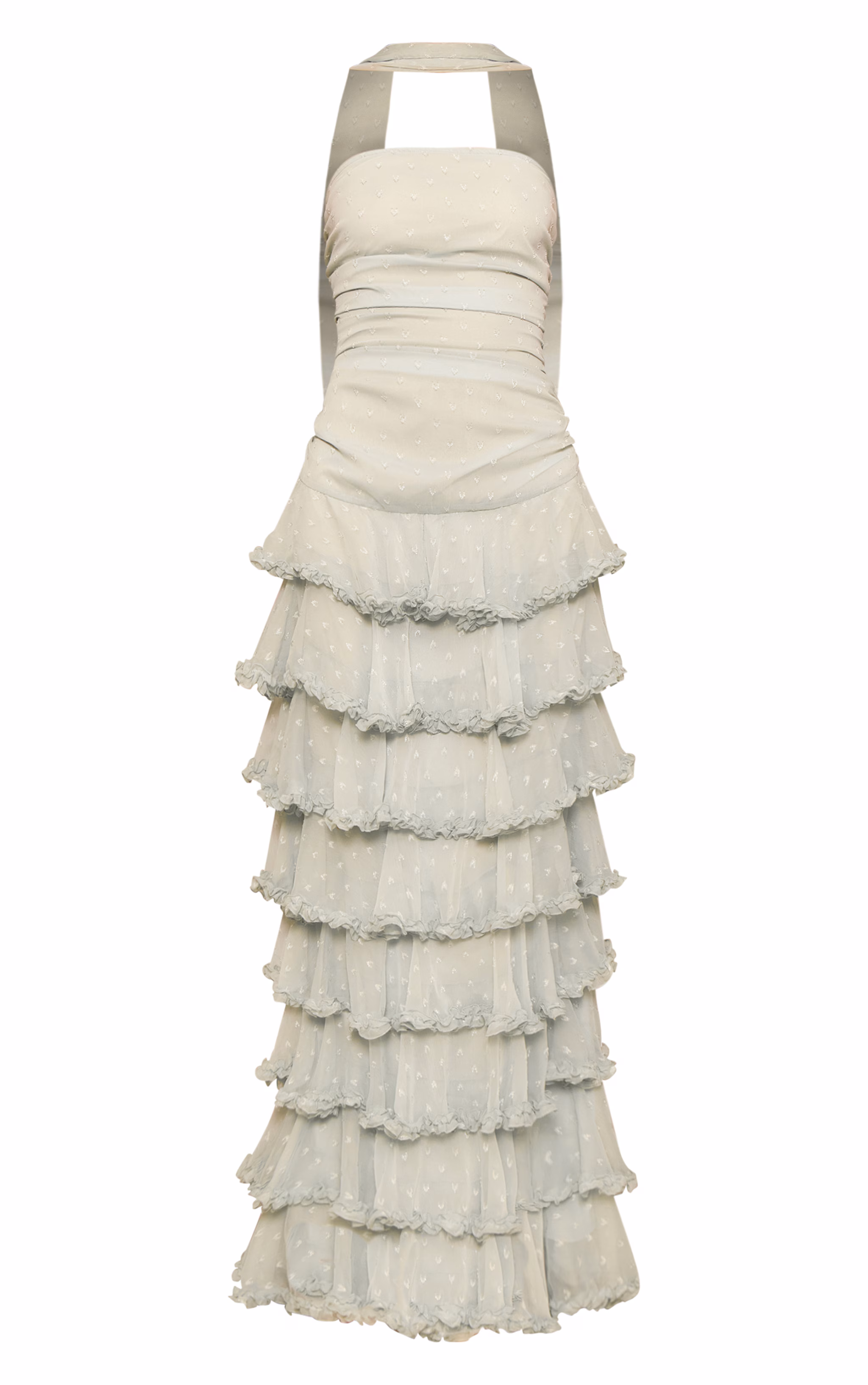 Sage Green Chiffon Tiered Frill Maxi Dress