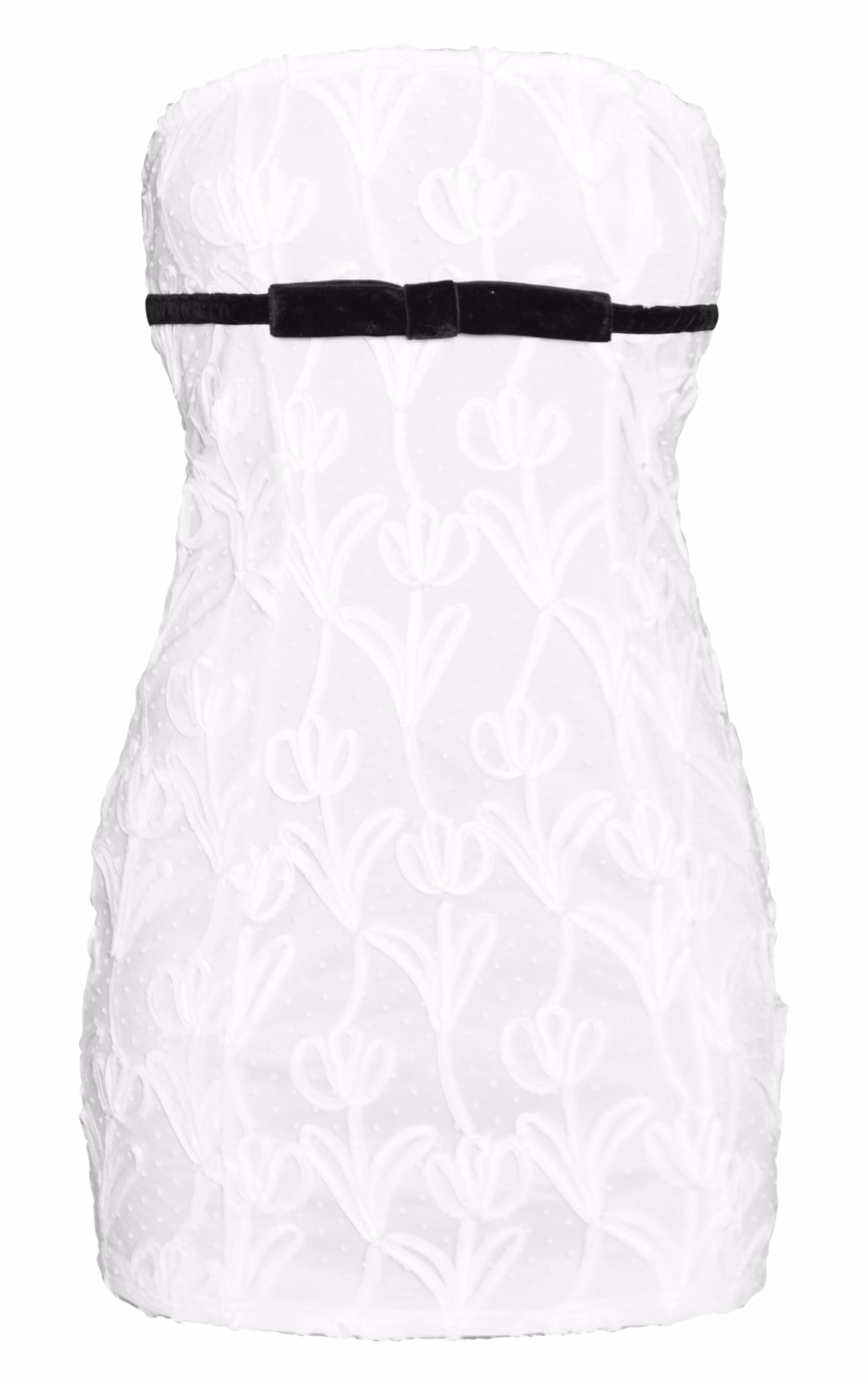 White Chiffon Textured Bandeau Bow Detail Mini Dress