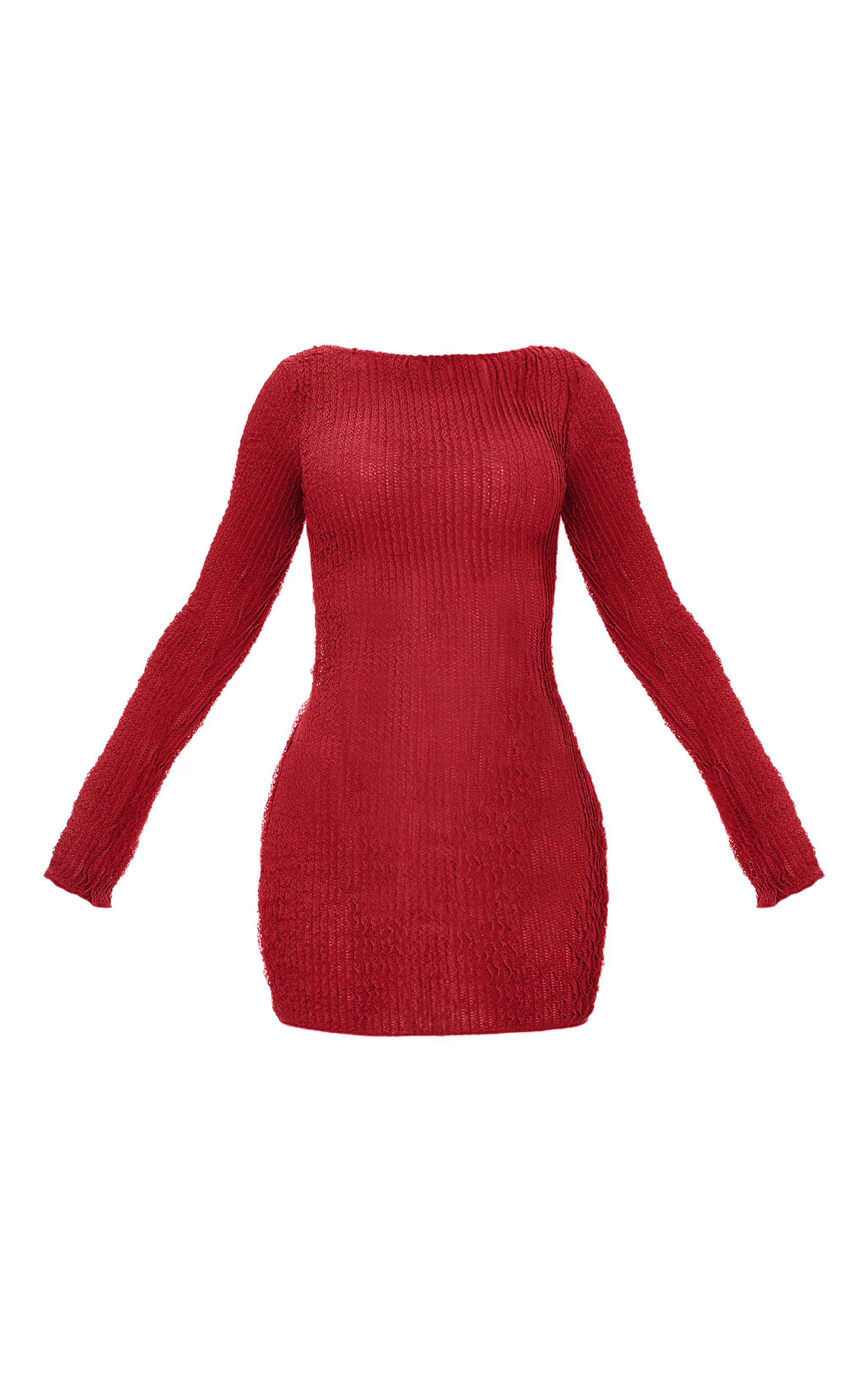 Burgundy TextuBurgundy Backless Tie Bodycon Dress