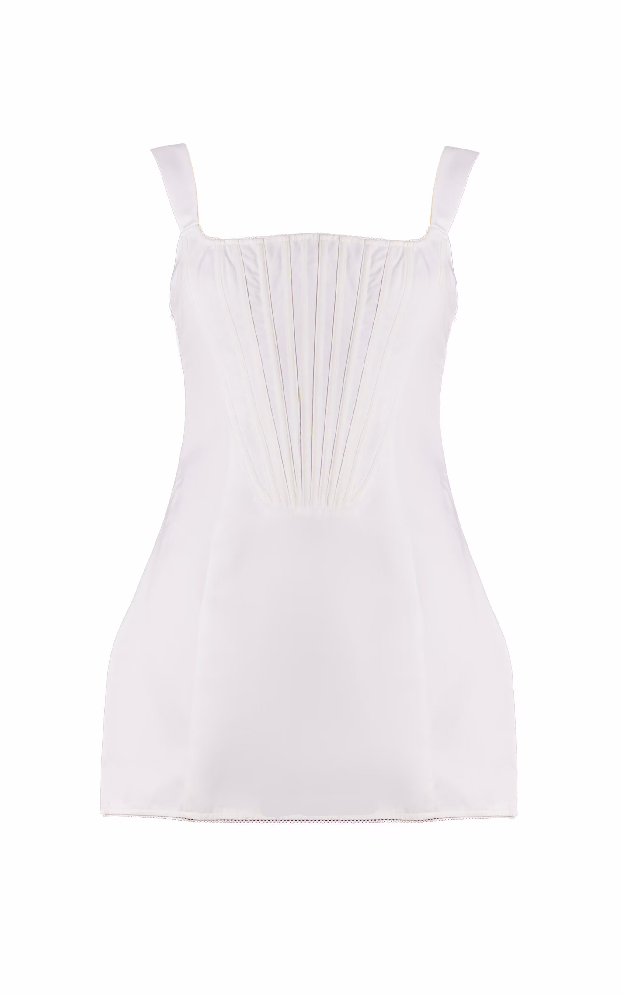 Premium White Woven Square Neck Lace Back Corset Dress