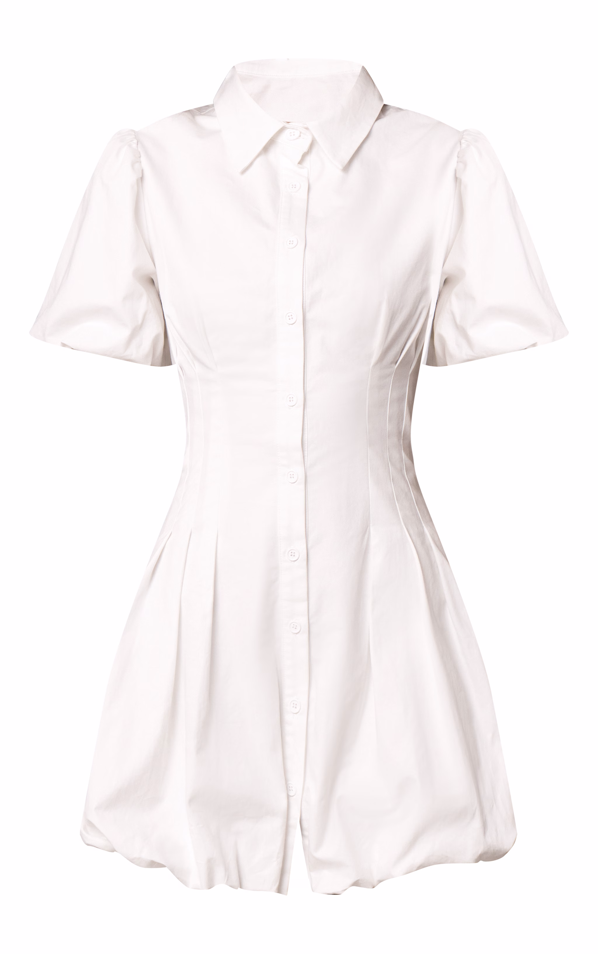 White Button Down Cinched Waist Shift Dress