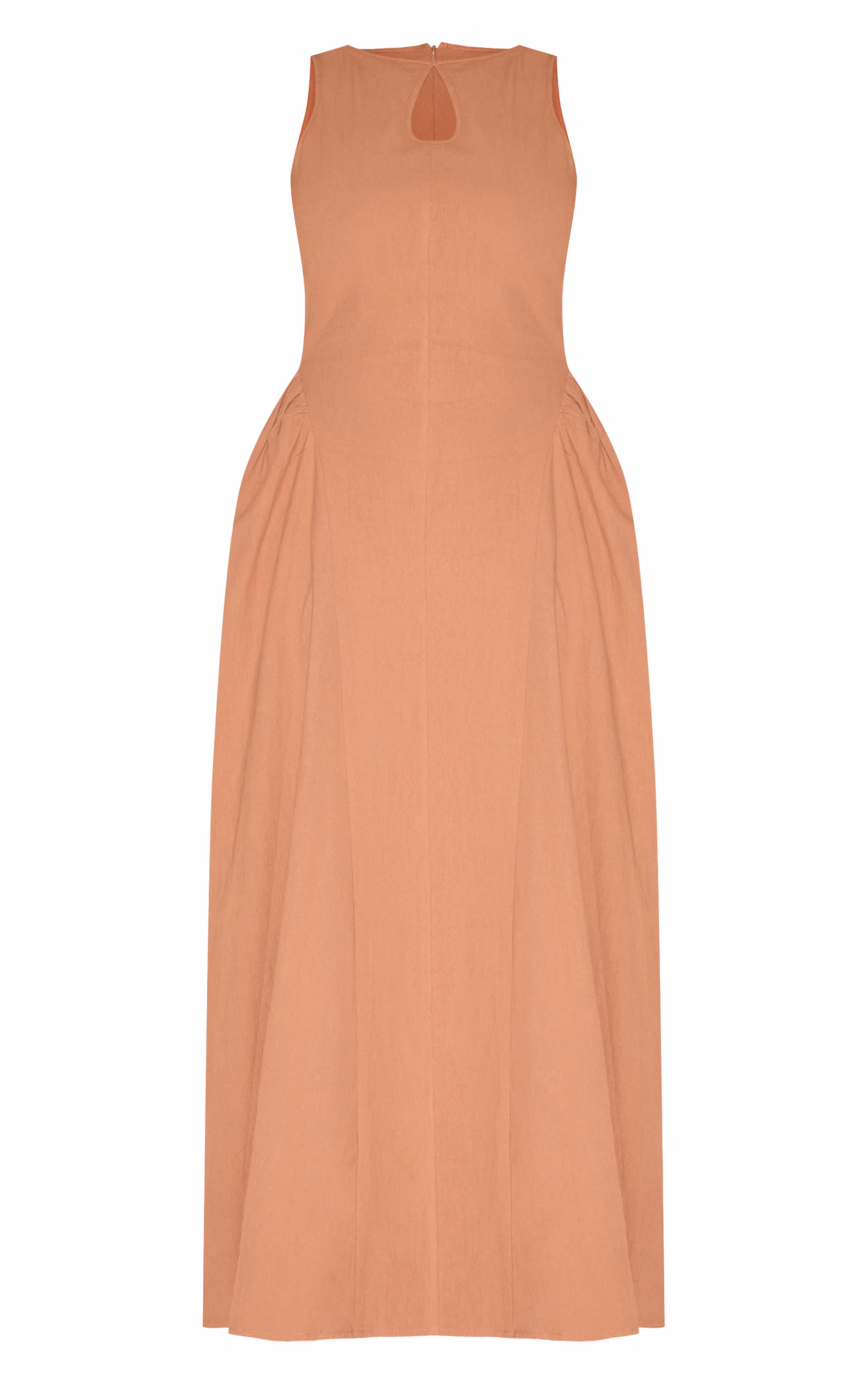 Shape Mocha Linen Look Key Hole Maxi Shift Dress