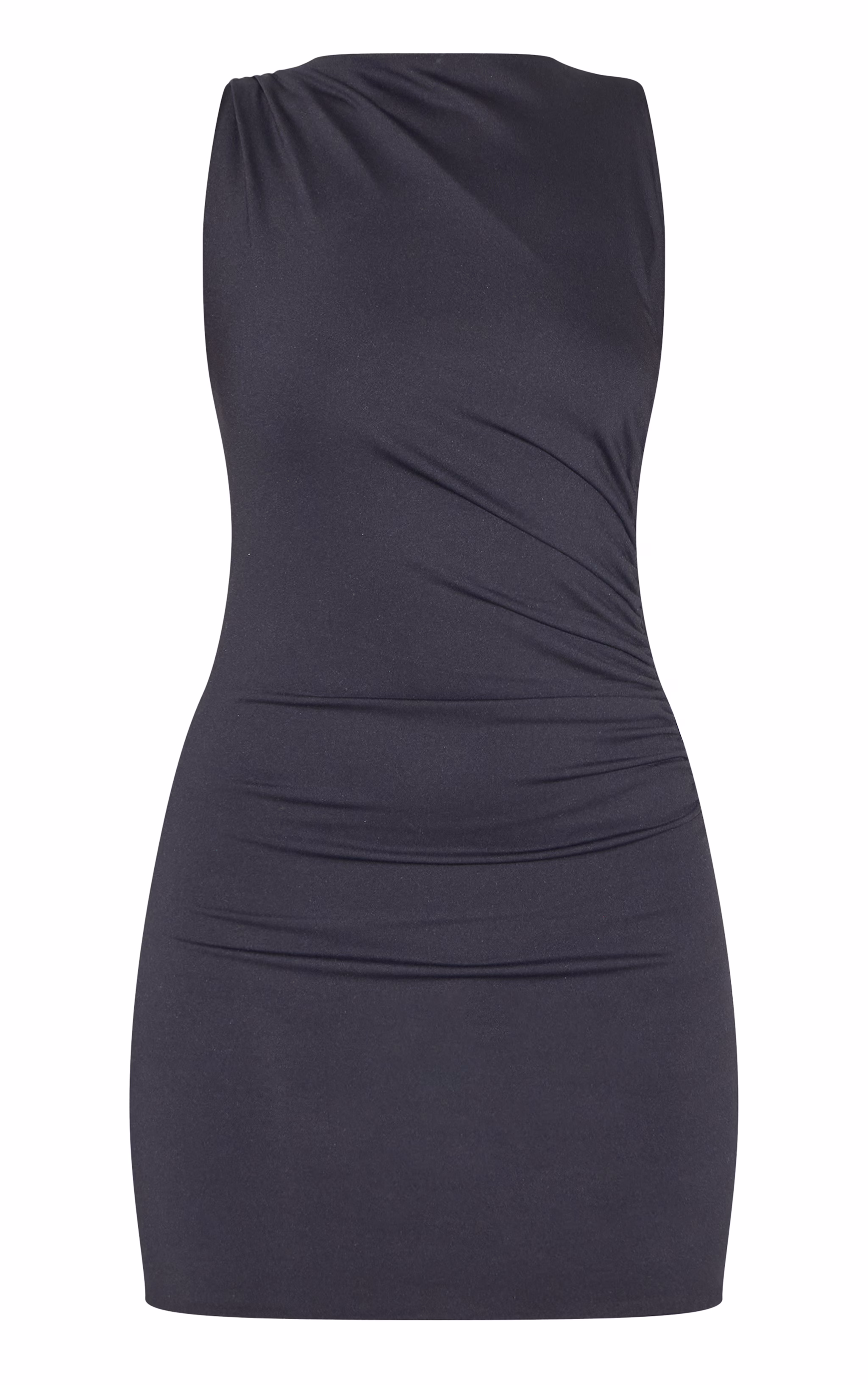 Black Soft Touch Ruched Mini Dress