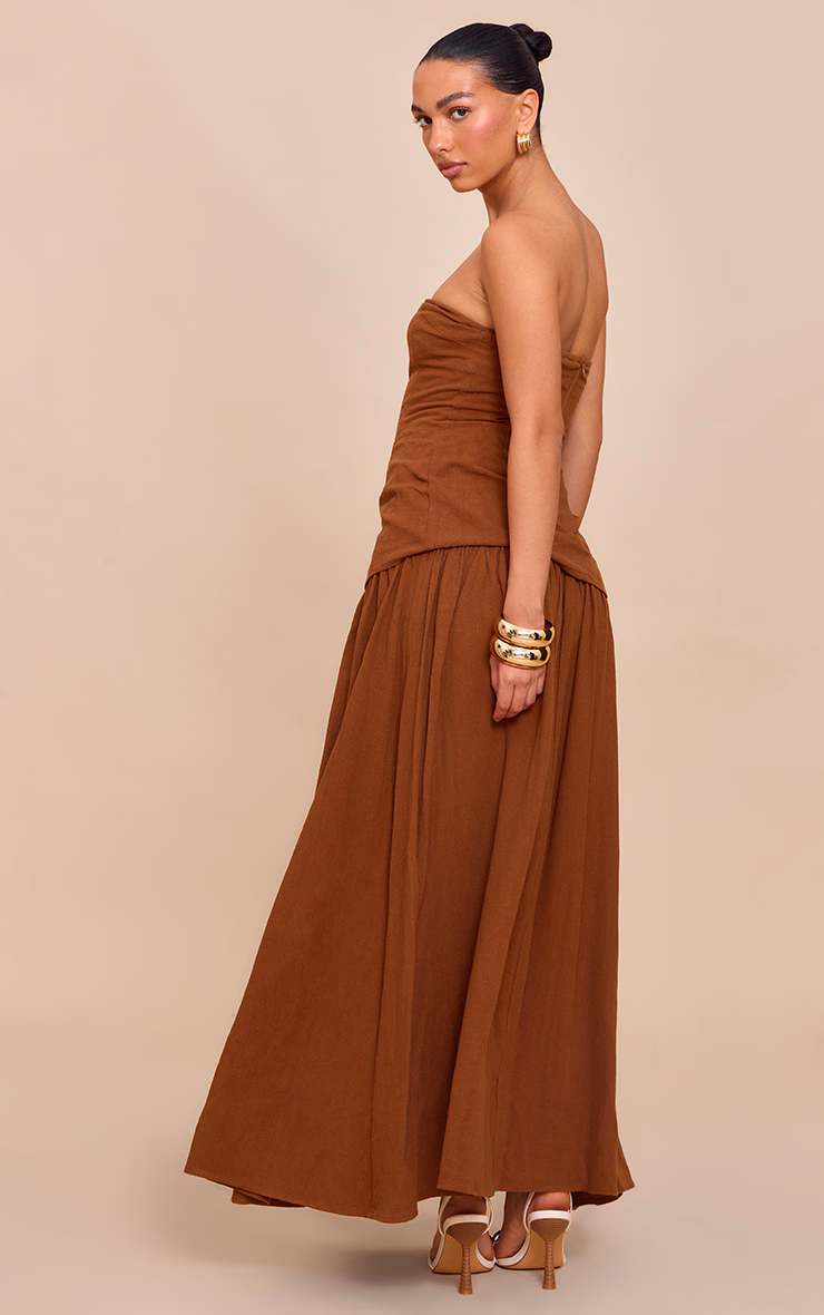 Chestnut Bandeau Long Line Maxi Dress