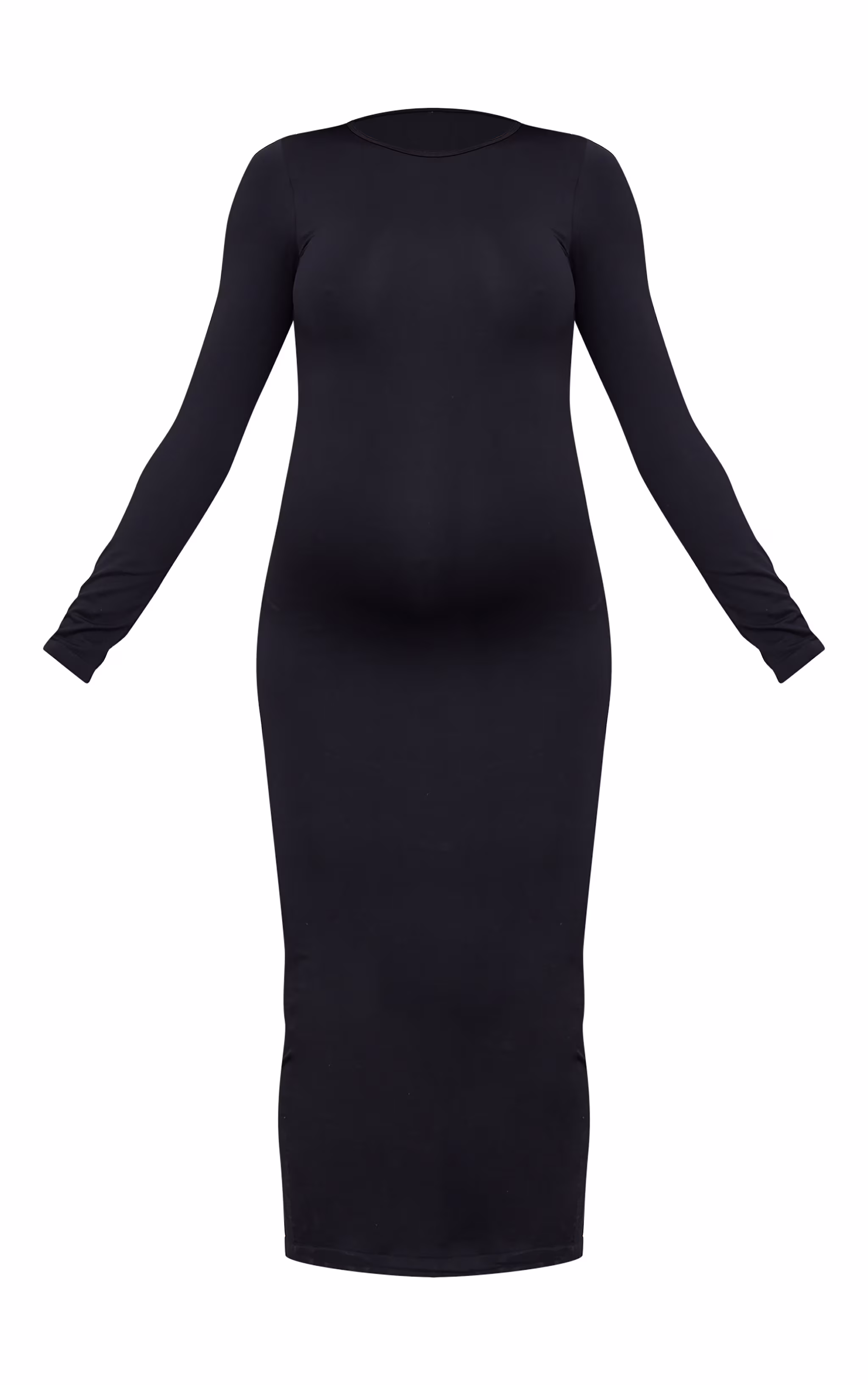 Maternity Black Seamless Long Sleeve Midaxi Dress