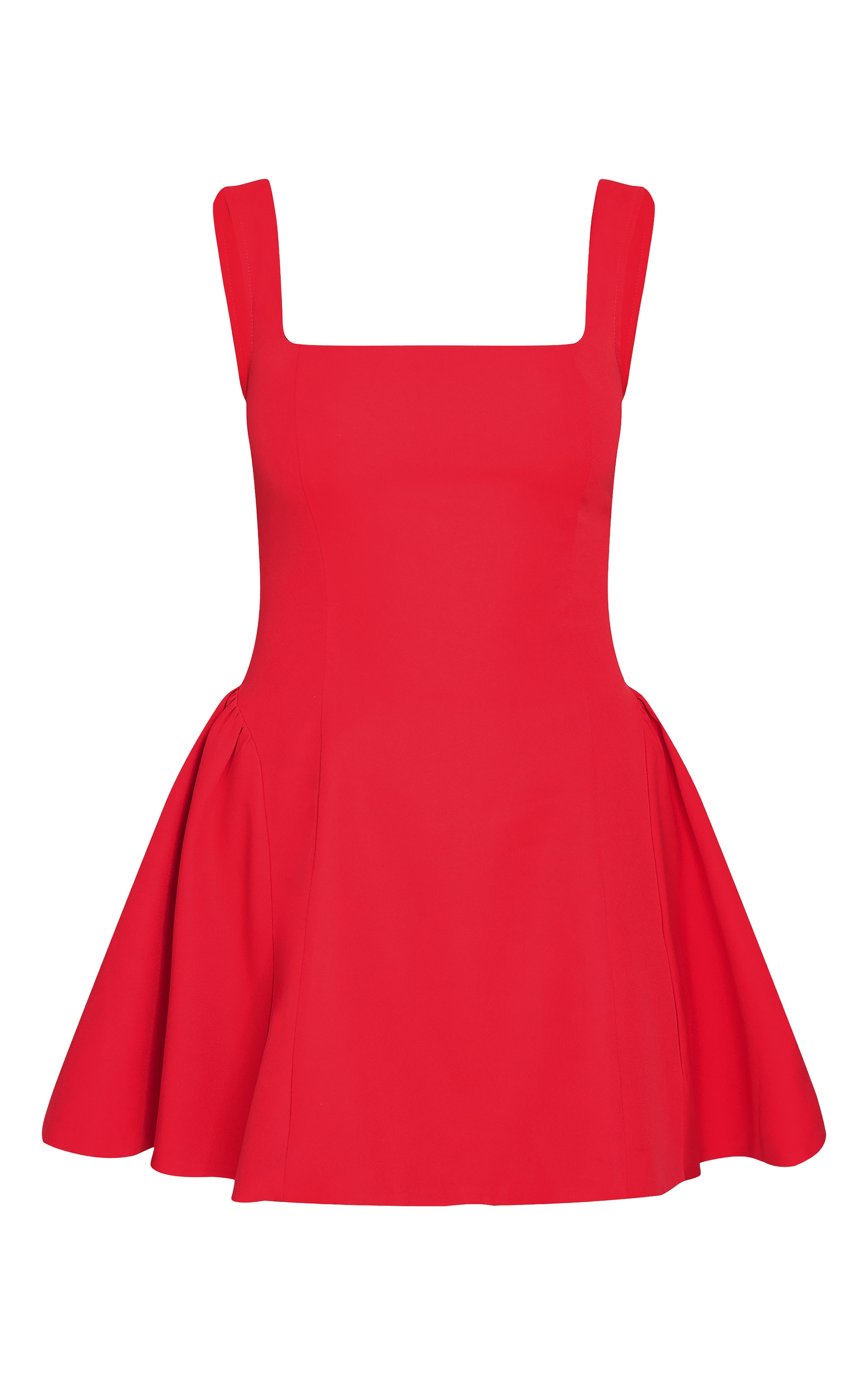 Red Hip Pleated Shift Dress