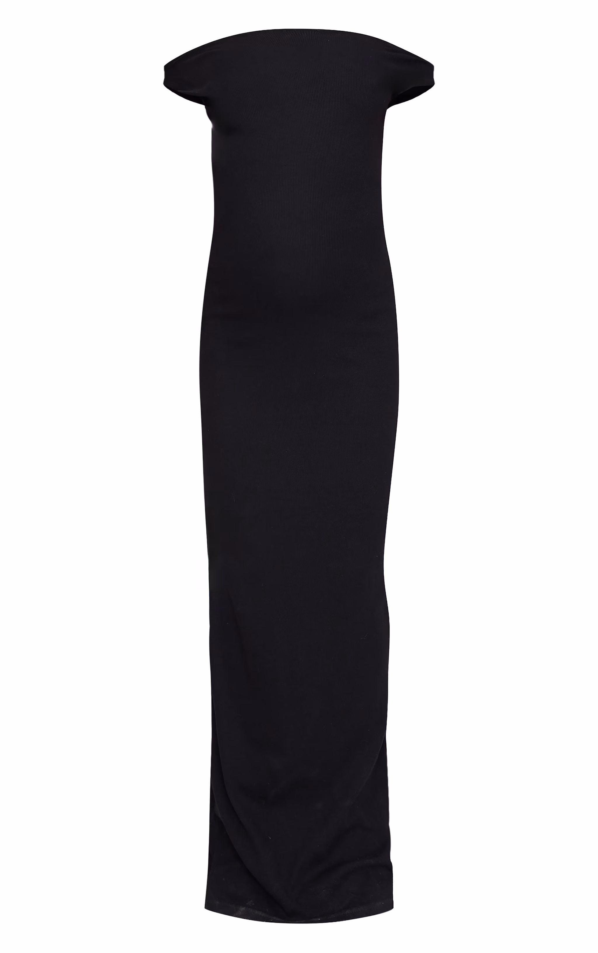 Maternity Black Bardot Ribbed Sleeveless Maxi Dress