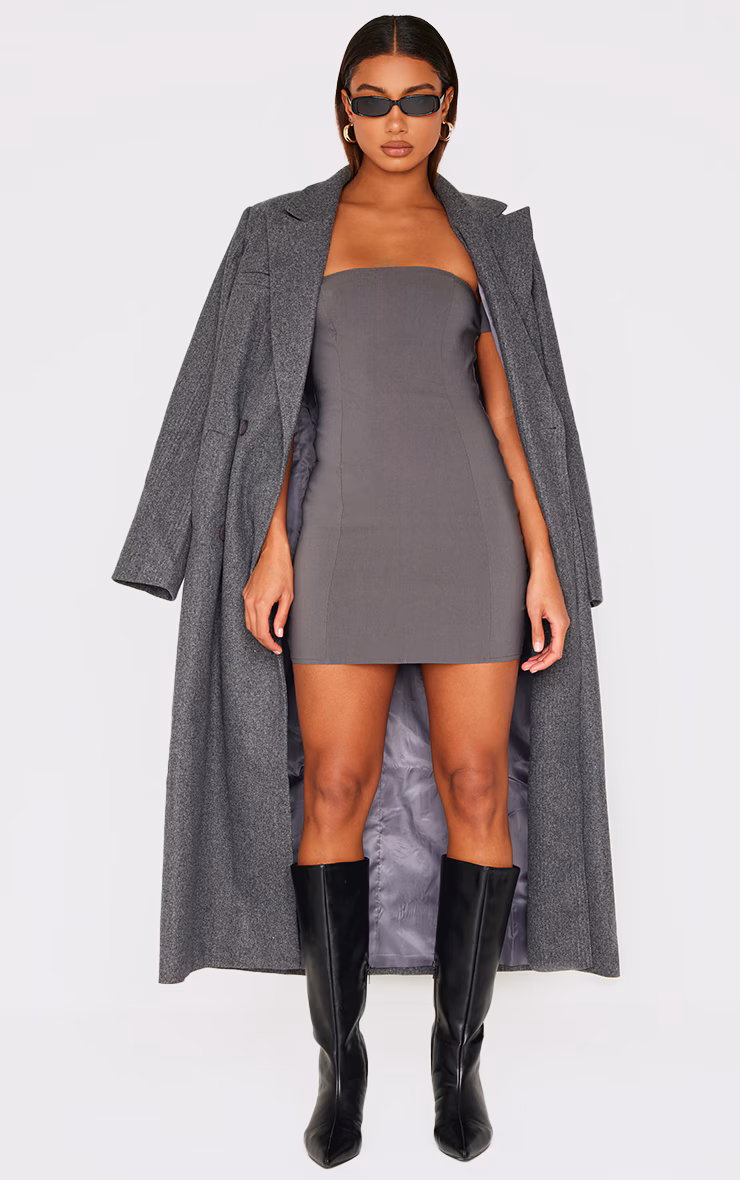 Charcoal Bardot Bengaline Bodycon Dress