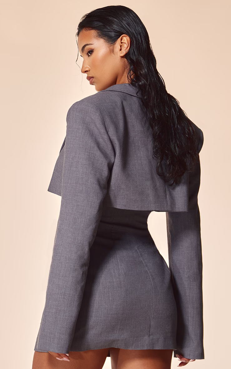 PLT Label Charcoal Tie Side Detail Blazer Dress