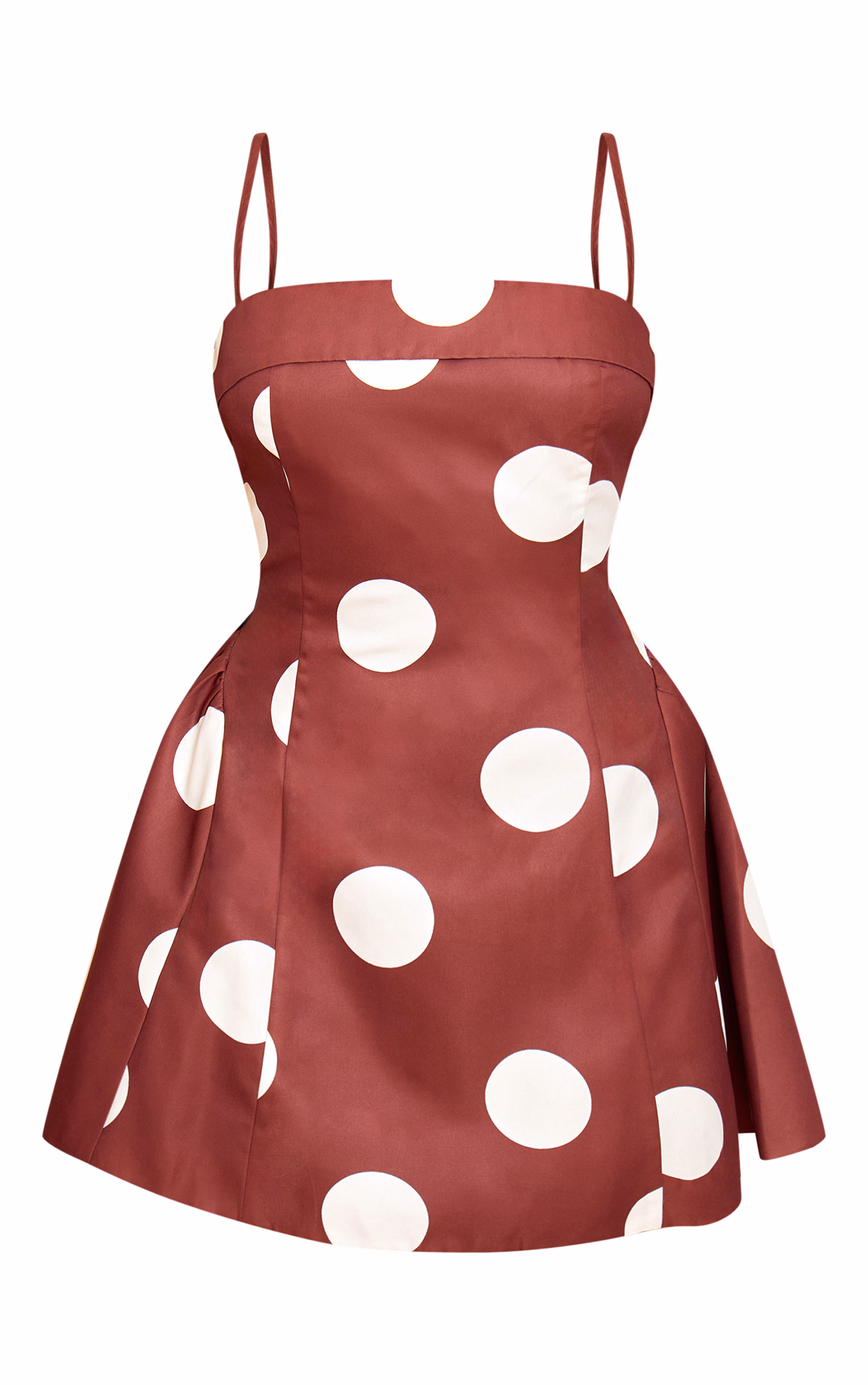 Brown Polka Dot Structured Shift Dress