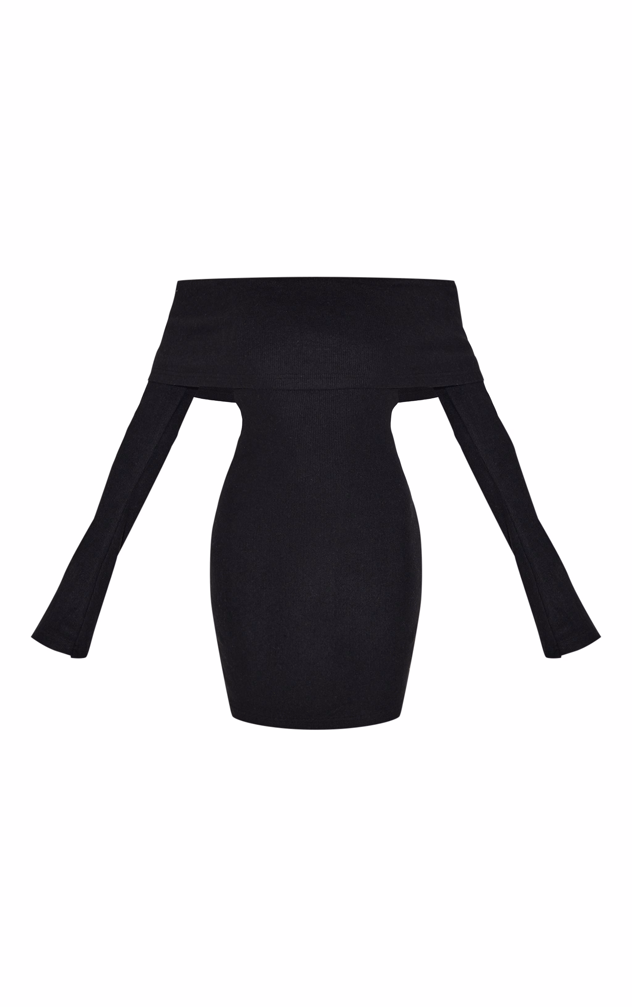 Black Fold Over Bardot Mini Dress