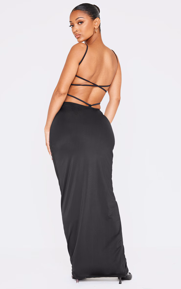 Shape Black Sculpt Strappy Back Detail Maxi Dress
