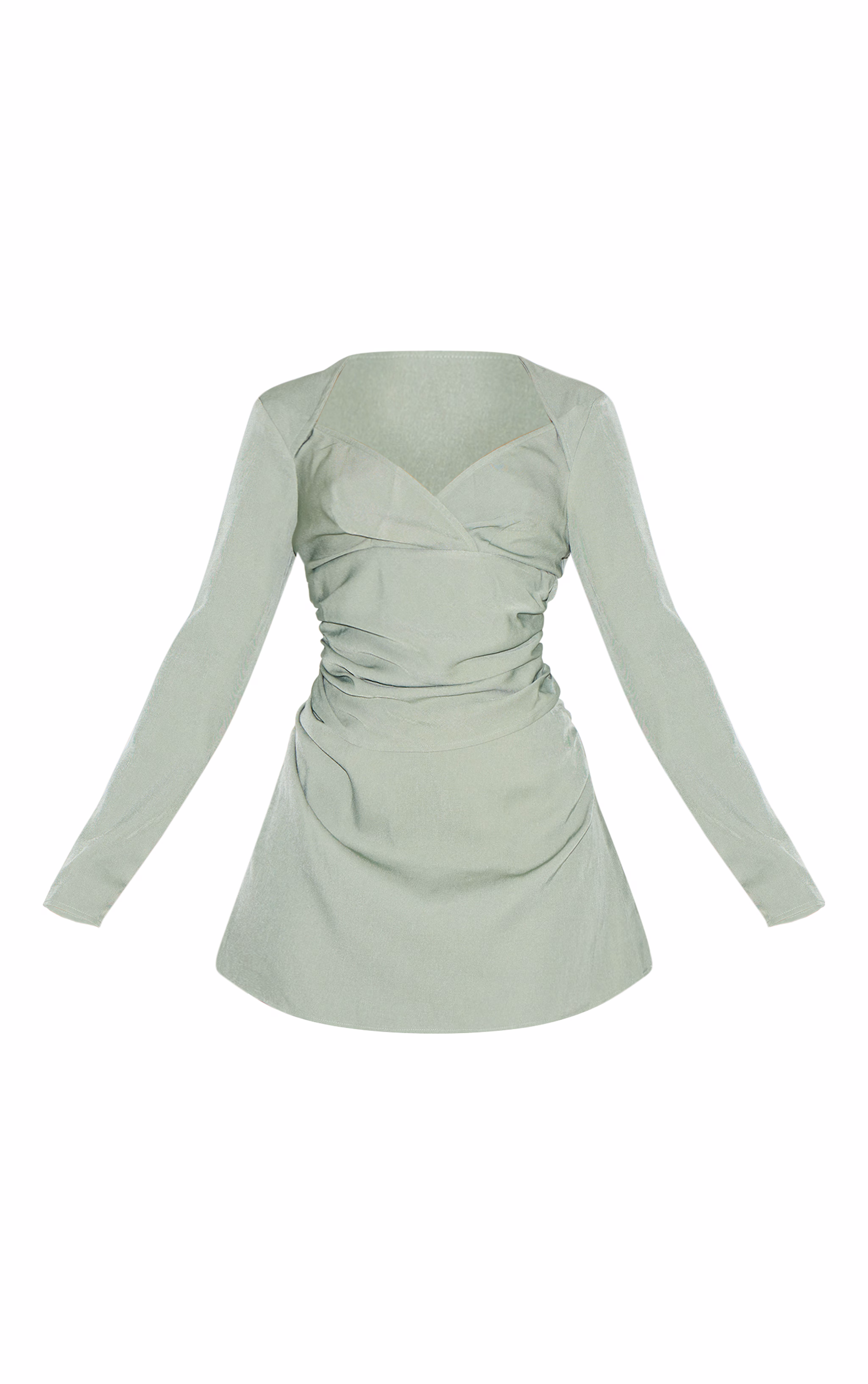 Shape Olive Woven Tailored Square Neck Ruched Side Flippy Mini Dress