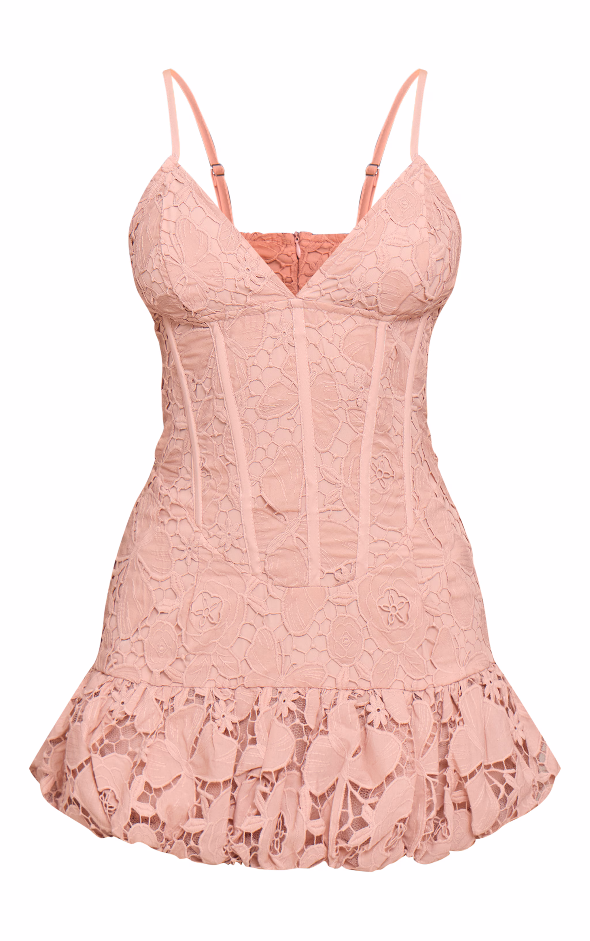 Pink Floral Cup Detail Extreme Puffball Hem Dress