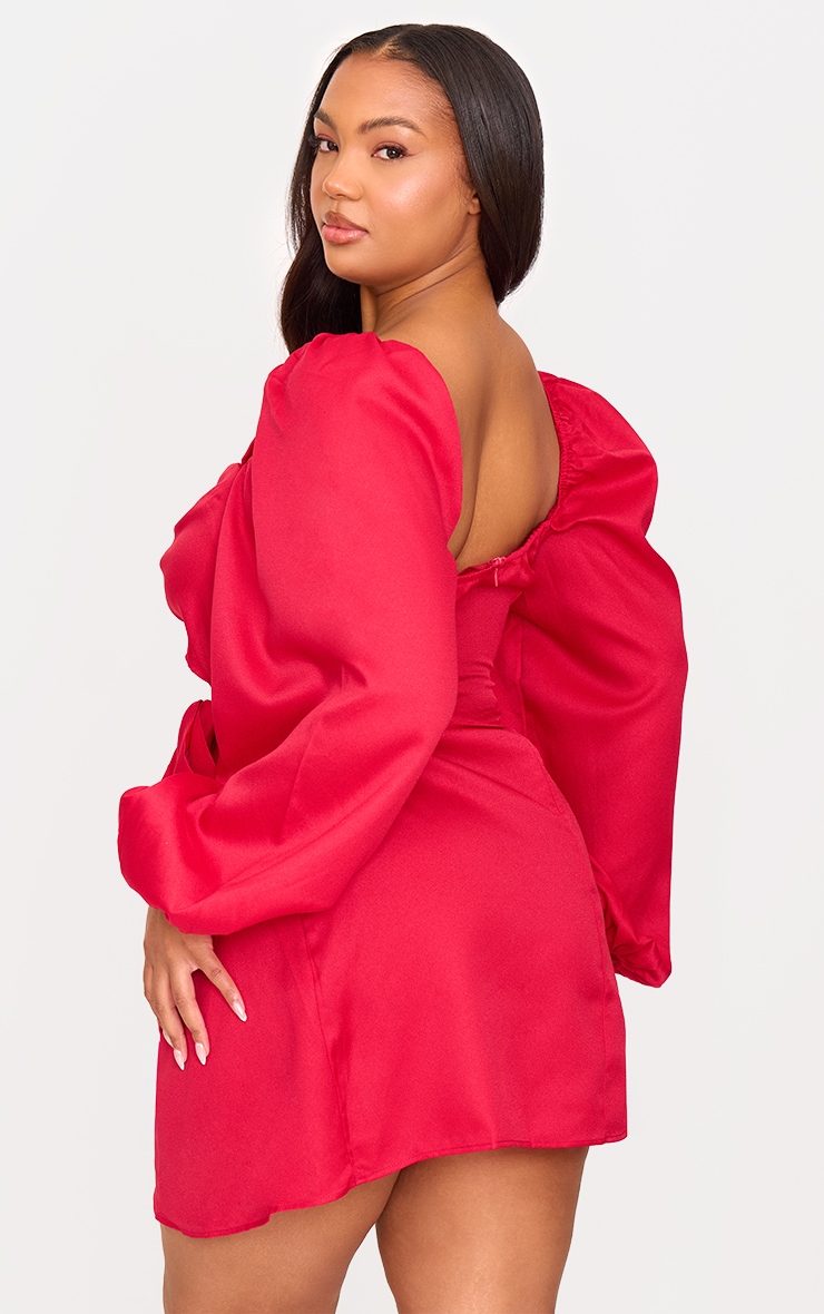 Plus Red Ruched Cut Out Dress