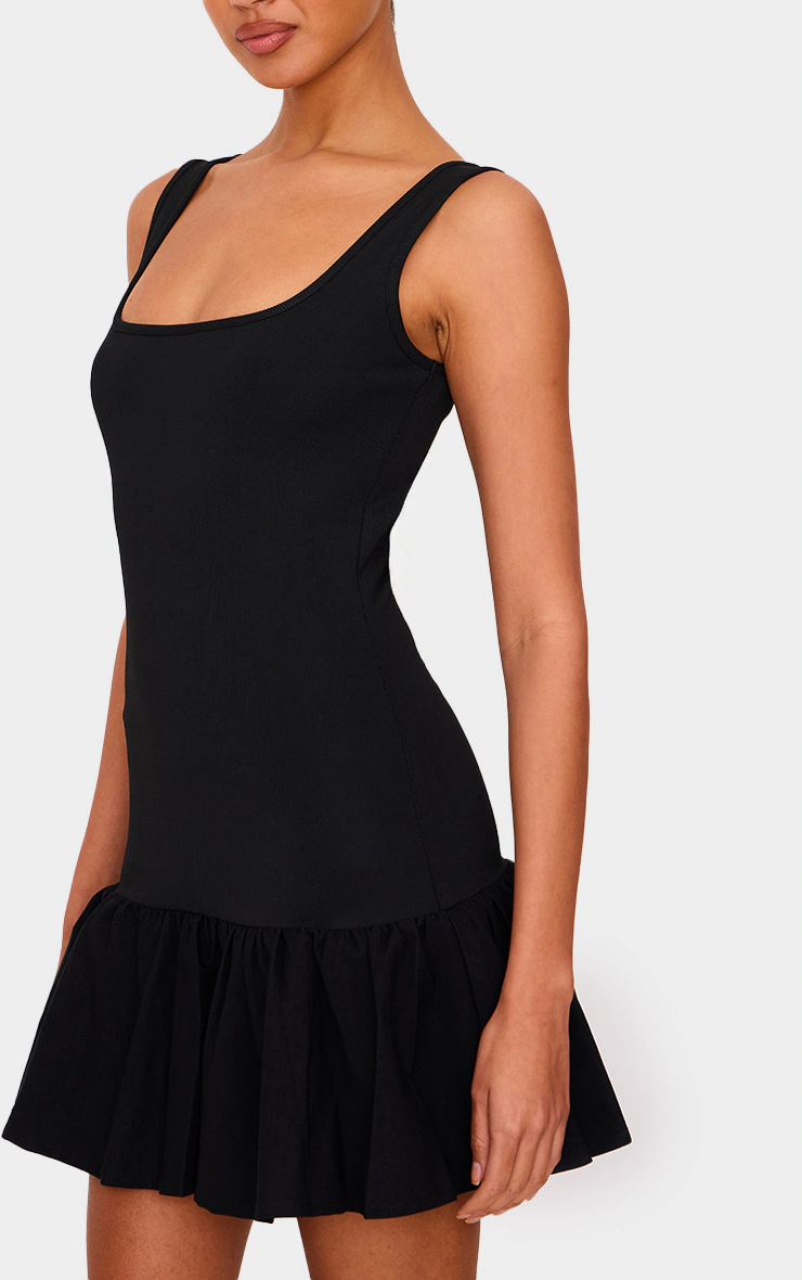 Black Bandage Dropped Waist Mini Dress