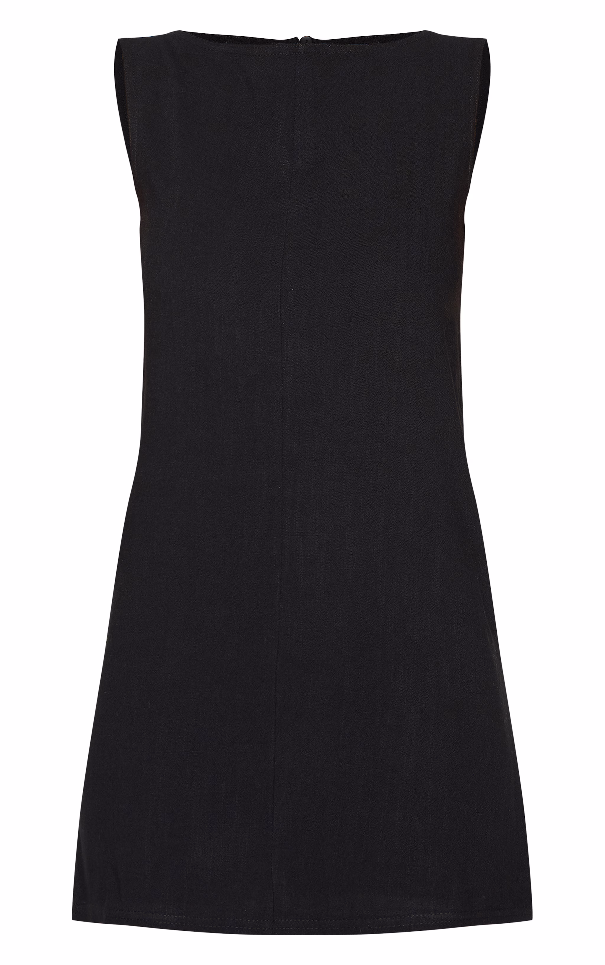 Black Textured Boat Neck Boxy Shift Dress