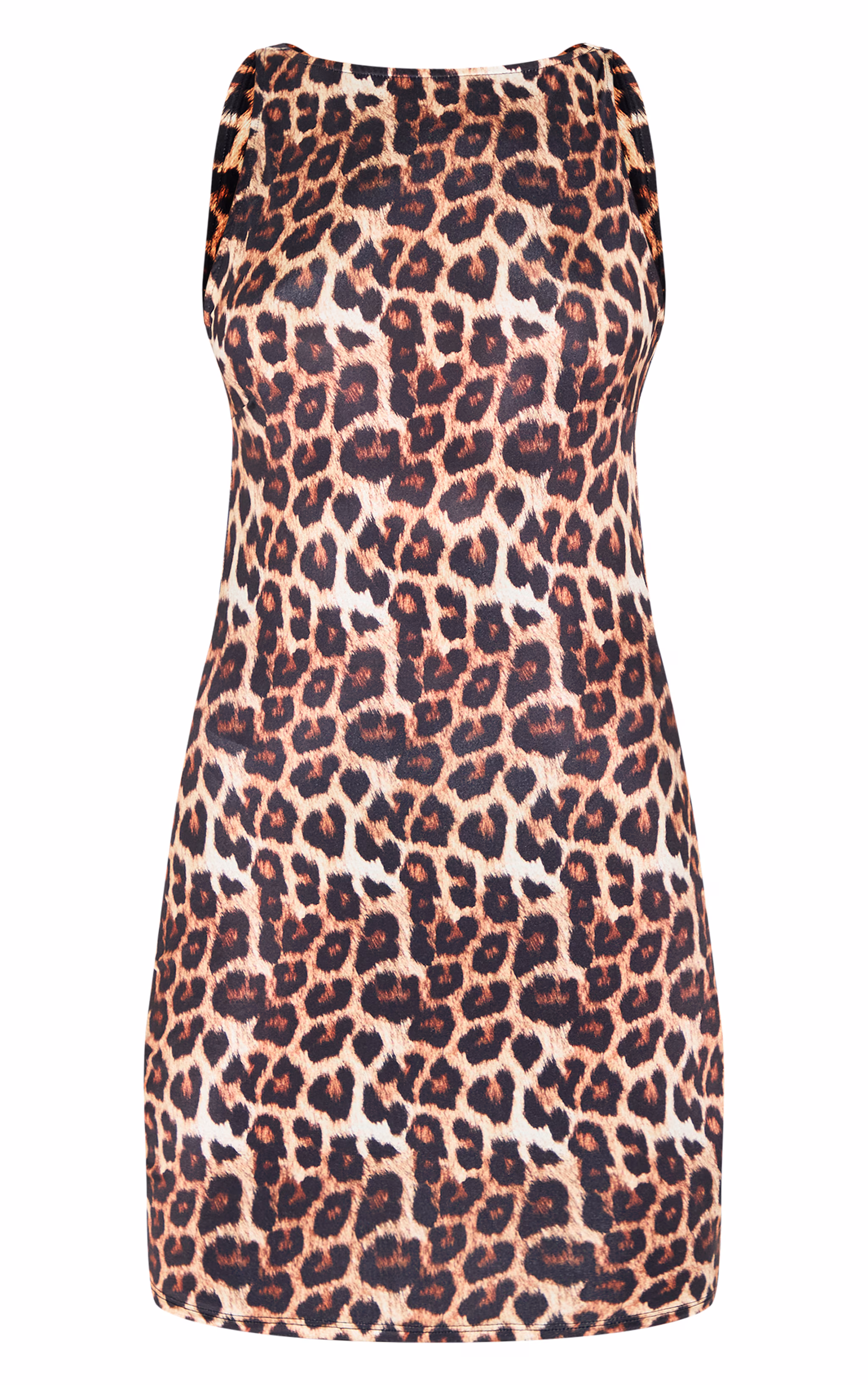 Leopard Print Cowl Back Mini Dress