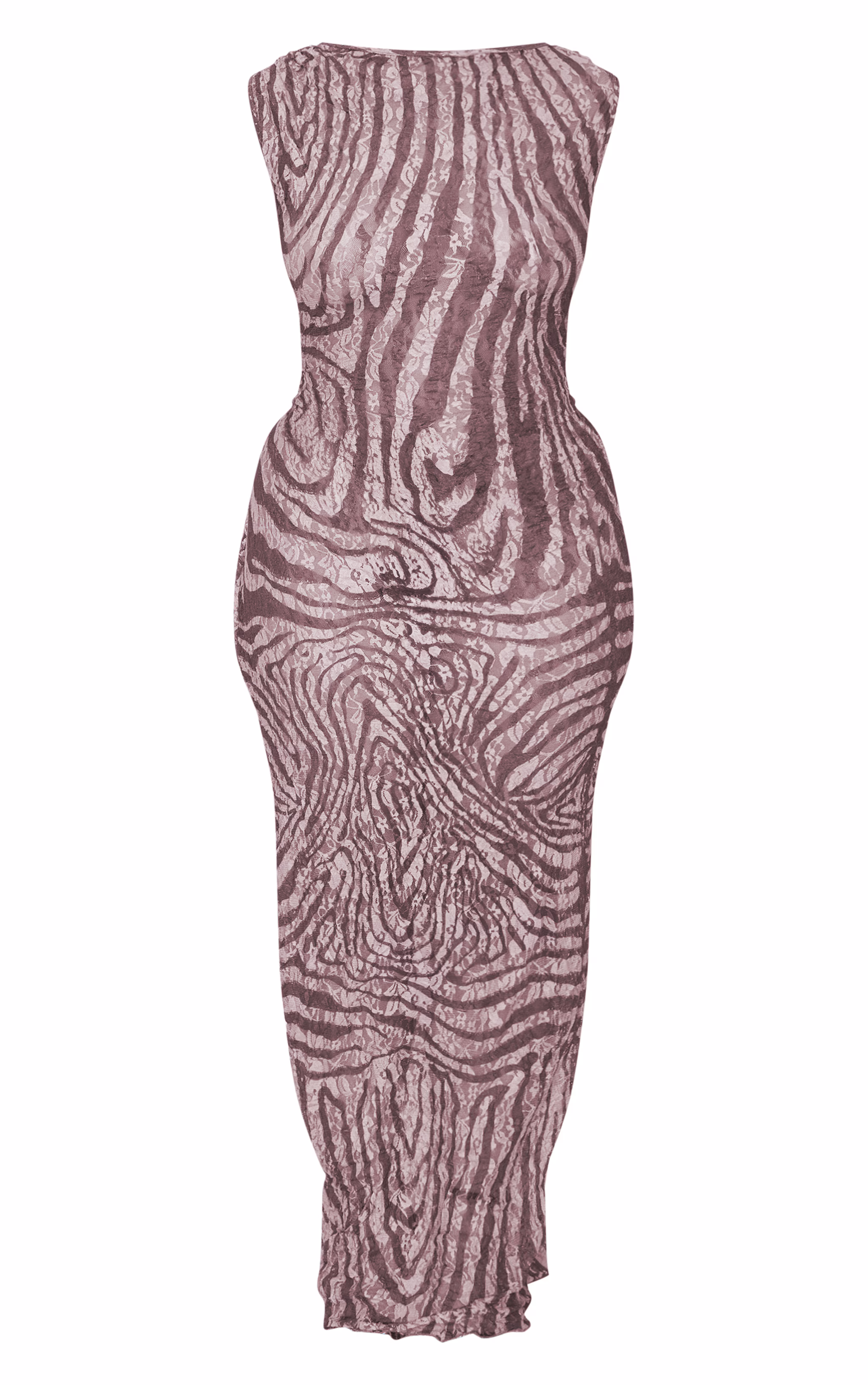 Plus Brown Crinkle Lace Maxi Dress