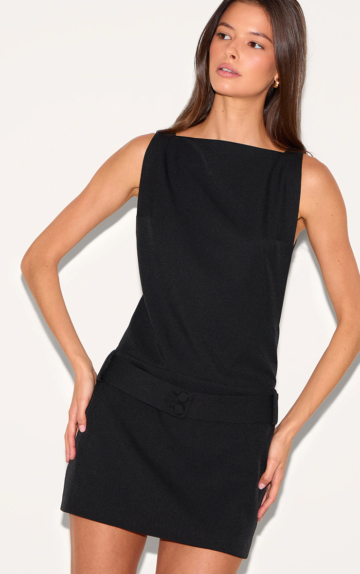Black Belt Detail Shift Dress
