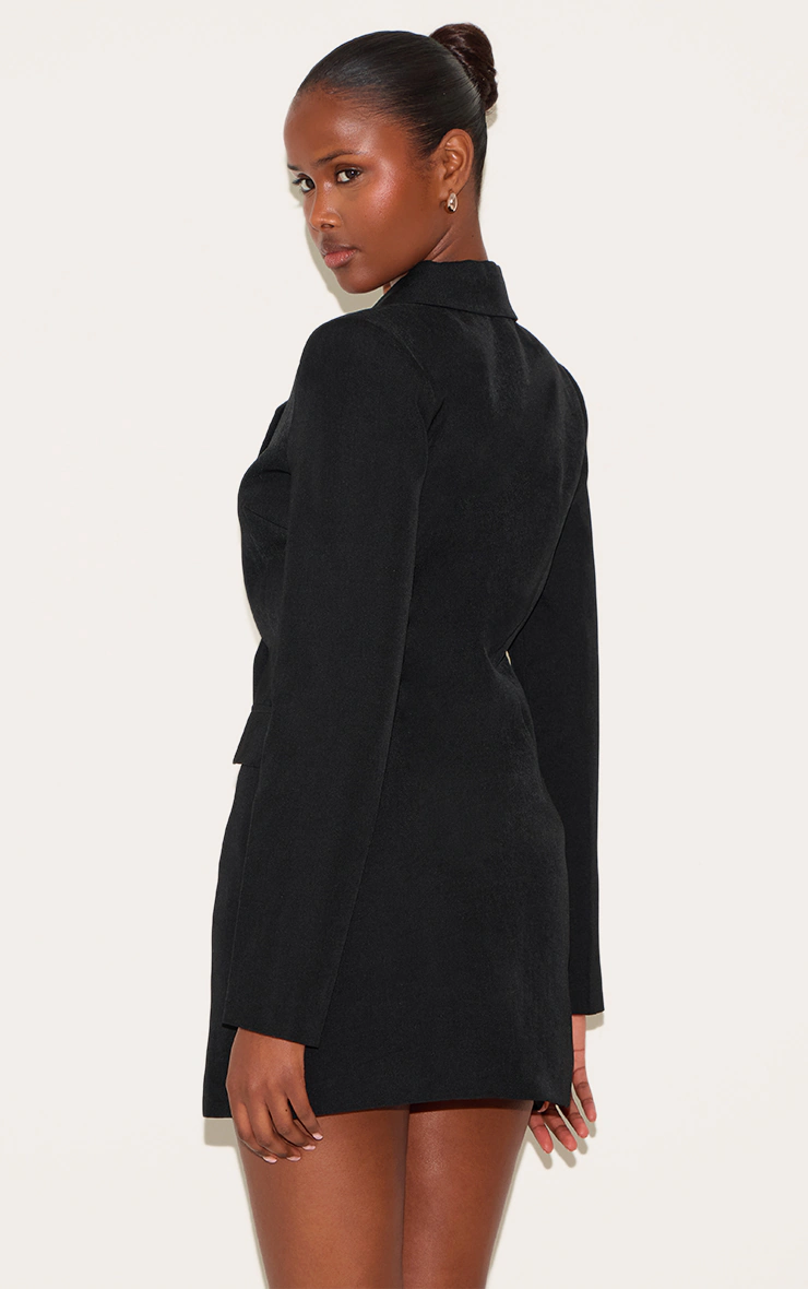 Black Tailored Gold Button Blazer Dress